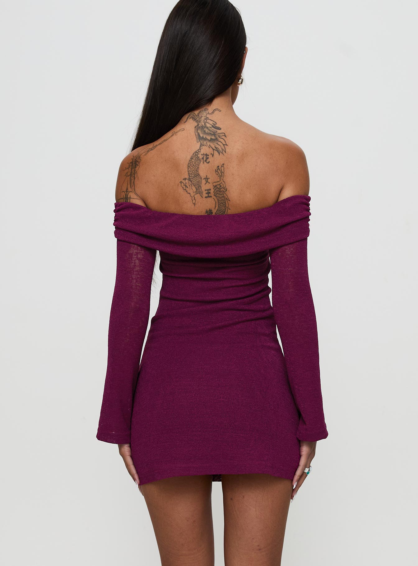 Firenza Long Sleeve Mini Dress Purple Sale Fashion