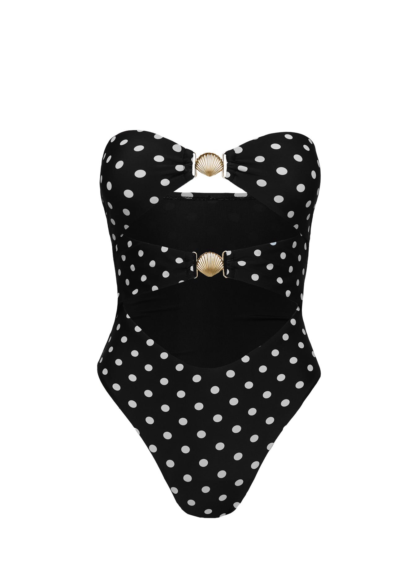 Bezique Strapless Cut Out One Piece Black / Polka Dot Discount Pay With Visa