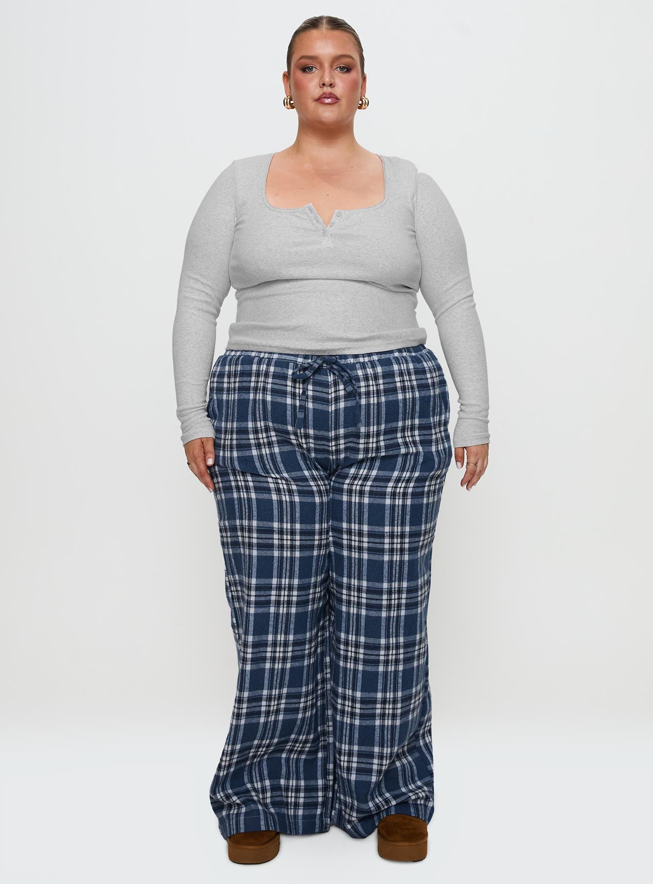 In The Morning Sleep Pant Blue Check Curve Supply Online