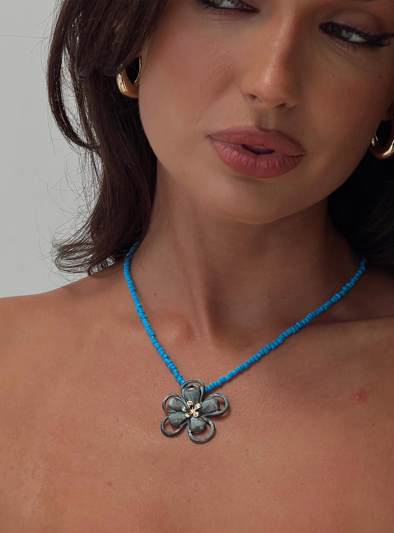 Hold On Tight Necklace Blue Cheap Sale Visit