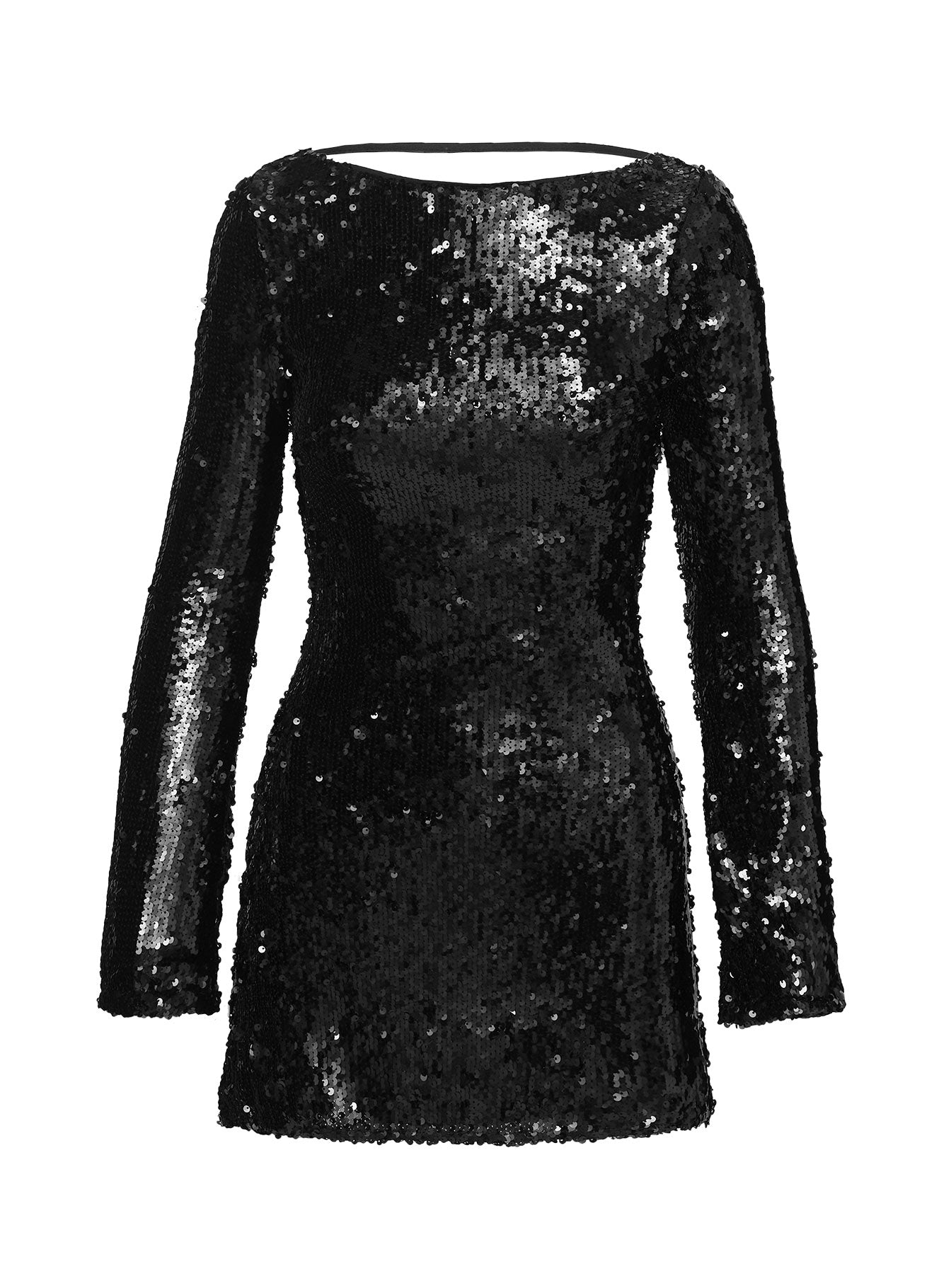 Interstella Sequin Long Sleeve Mini Dress Black Cheap With Paypal