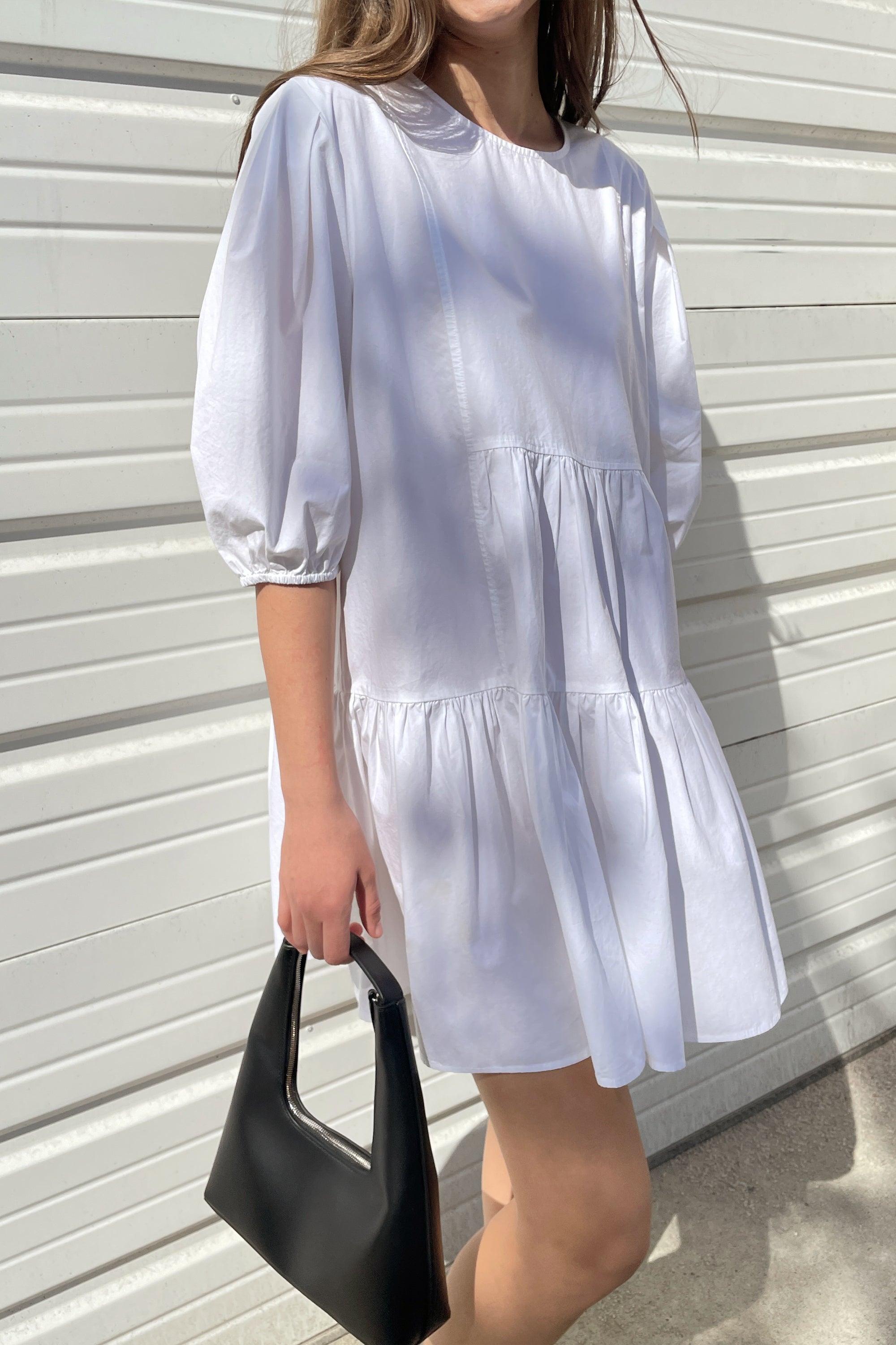 COTTON POPLIN TIERED MINI DRESS Factory Outlet For Sale