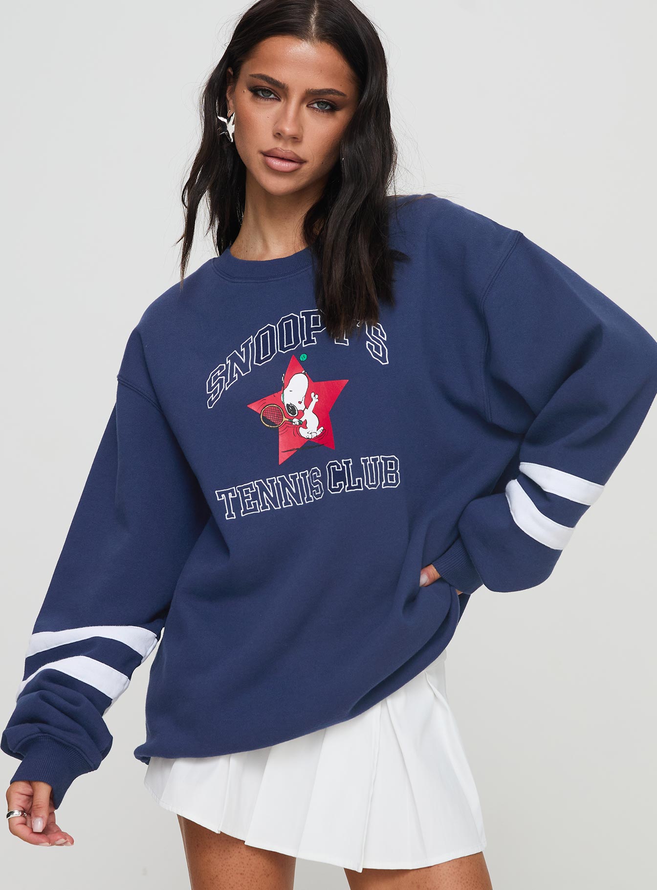 Snoopy Star Tennis Club Sweater Navy Buy Cheap Browse