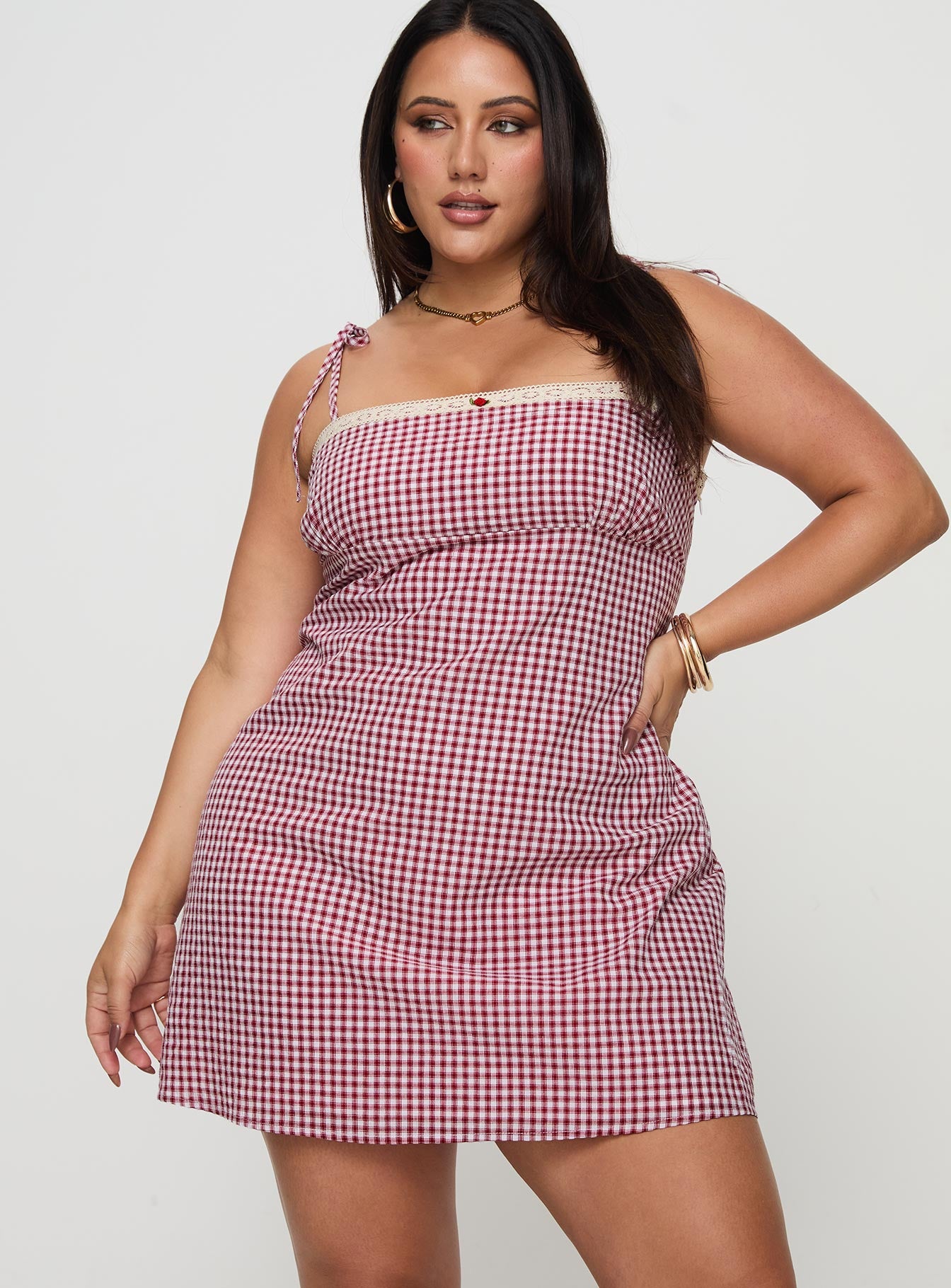 Burkes Mini Dress Red Check Curve 100% Original