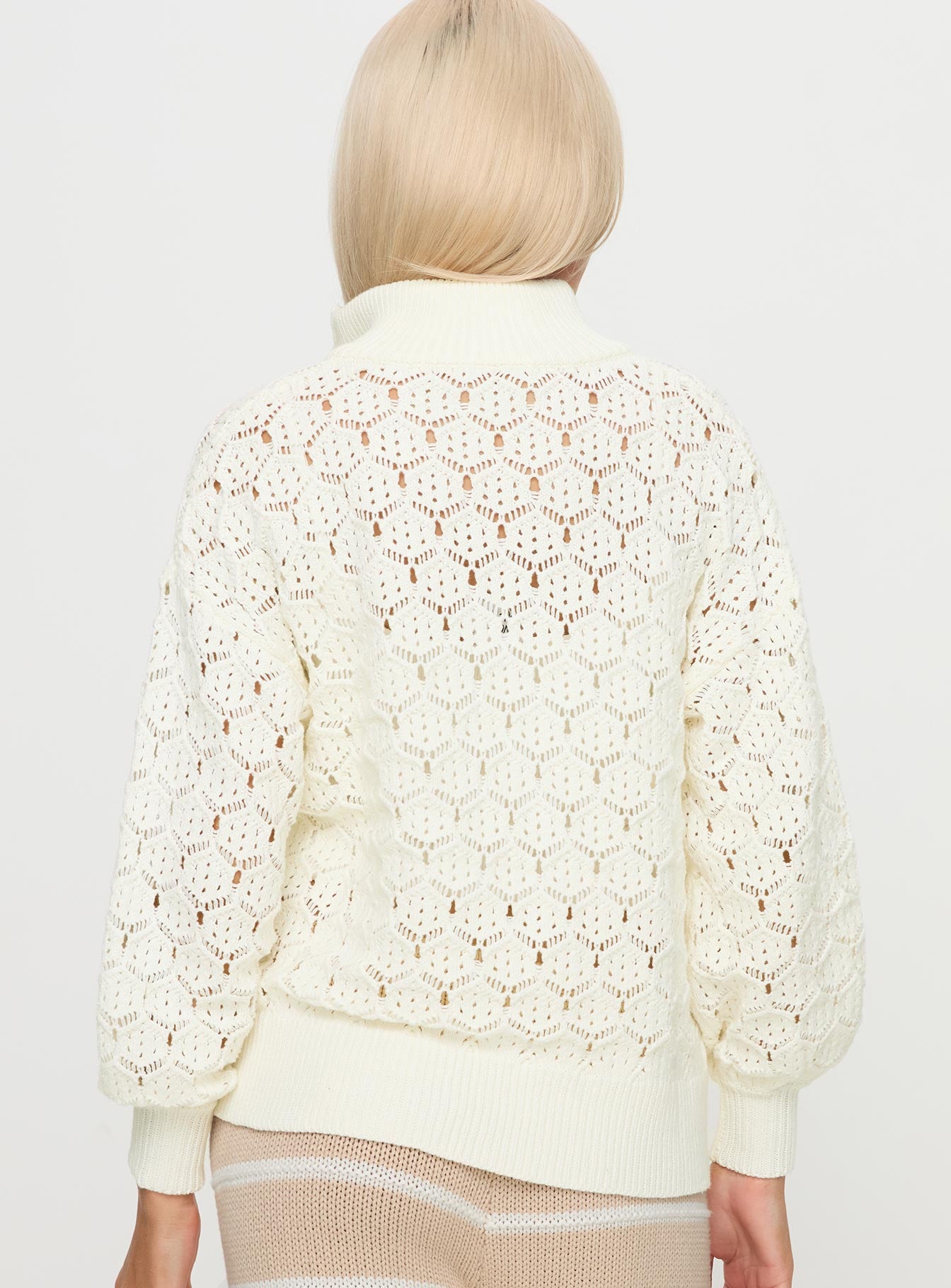 Sirena Zip Through Knit Sweater Cream For Cheap Online