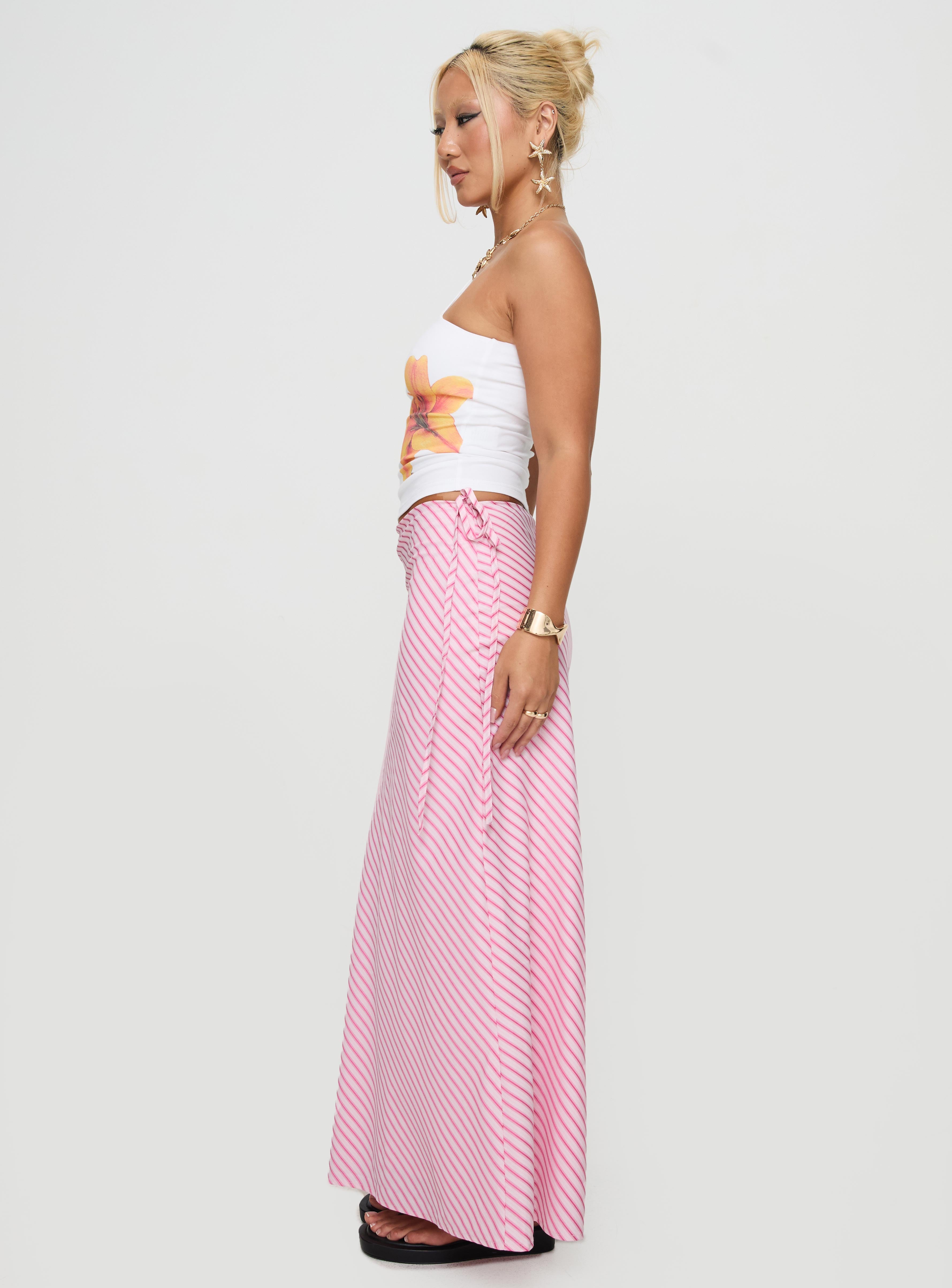 Fluttering Maxi Skirt Pink Stripe Buy Cheap Footlocker