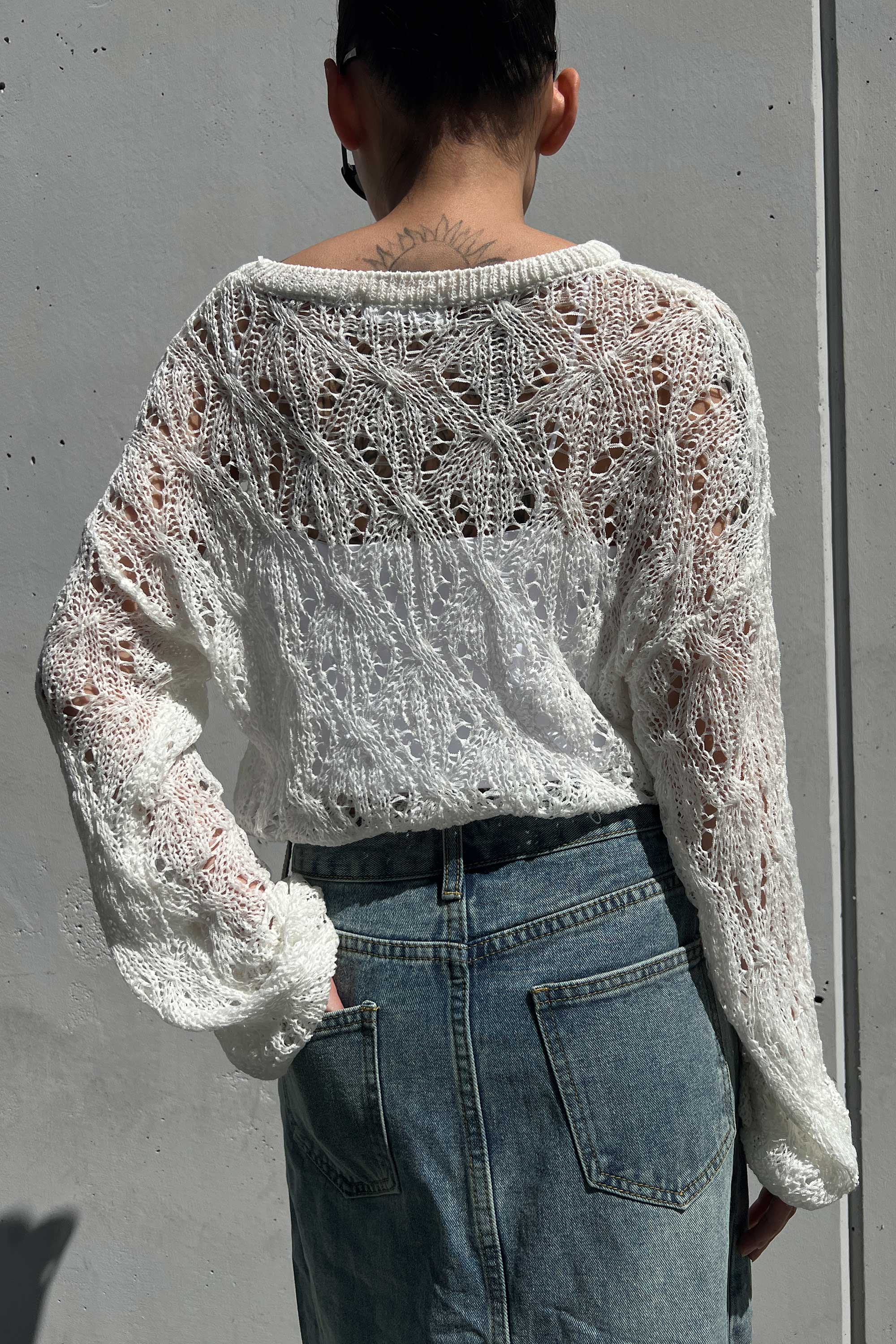 PATTERNED CROCHET SWEATER Sale Best