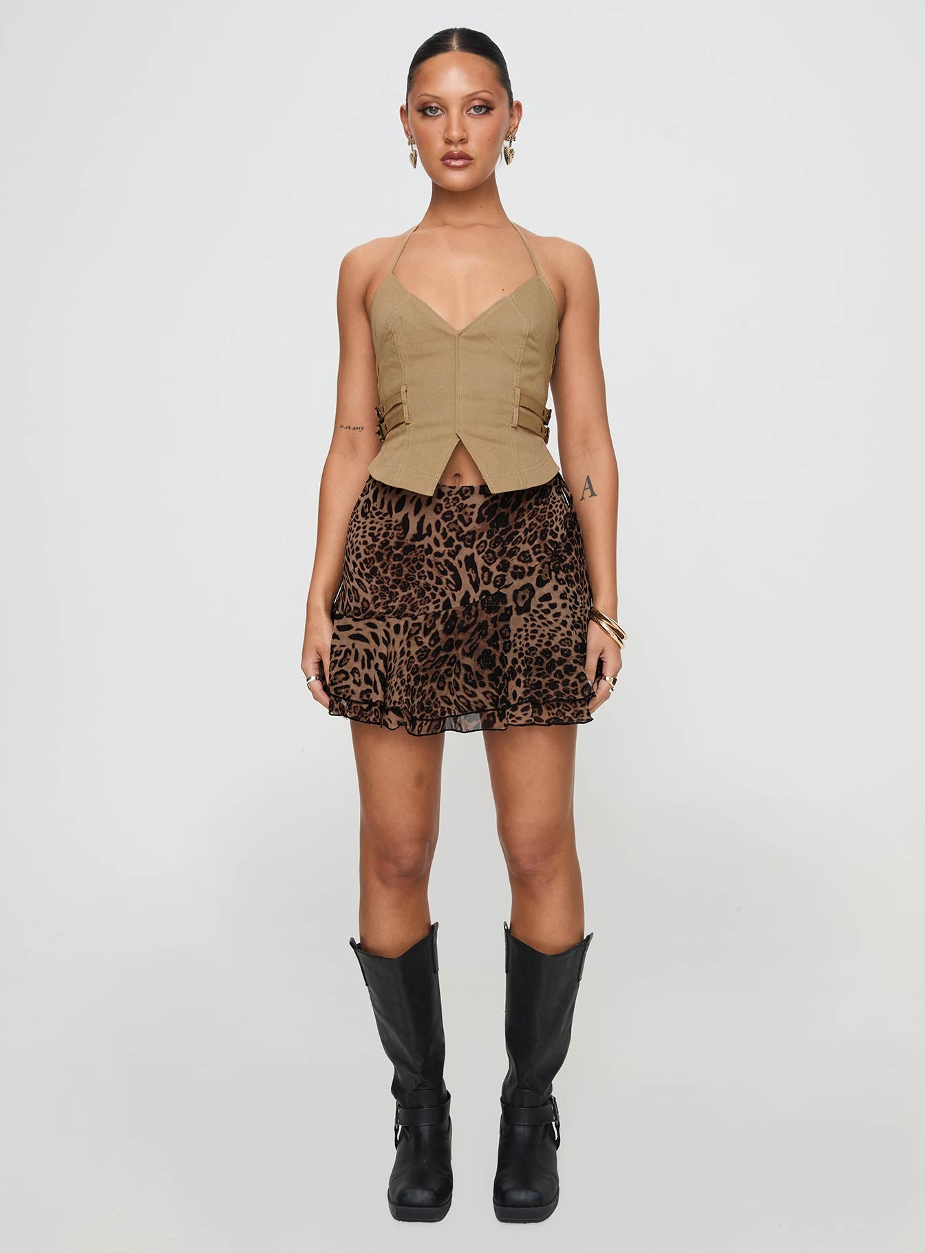 Luned Mini Skirt Leopard Tall Newest Online