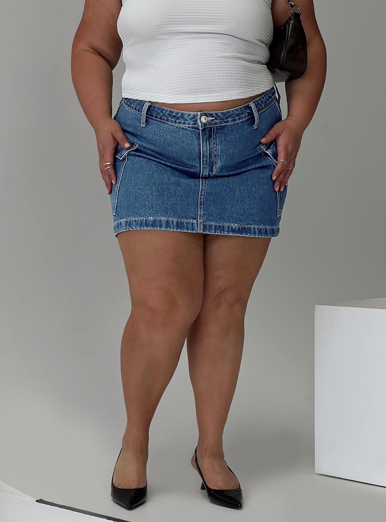 Zakai Cargo Denim Mini Skirt Mid Blue Curve Pay With Visa Sale Online