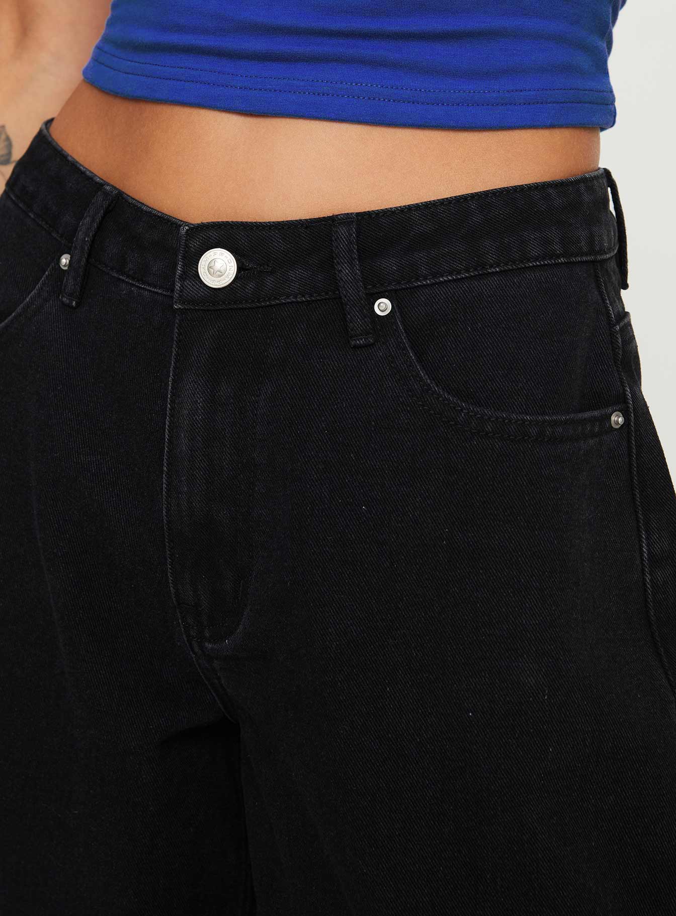 Naylor Wide Leg Jeans Washed Black Denim Petite Outlet Shop