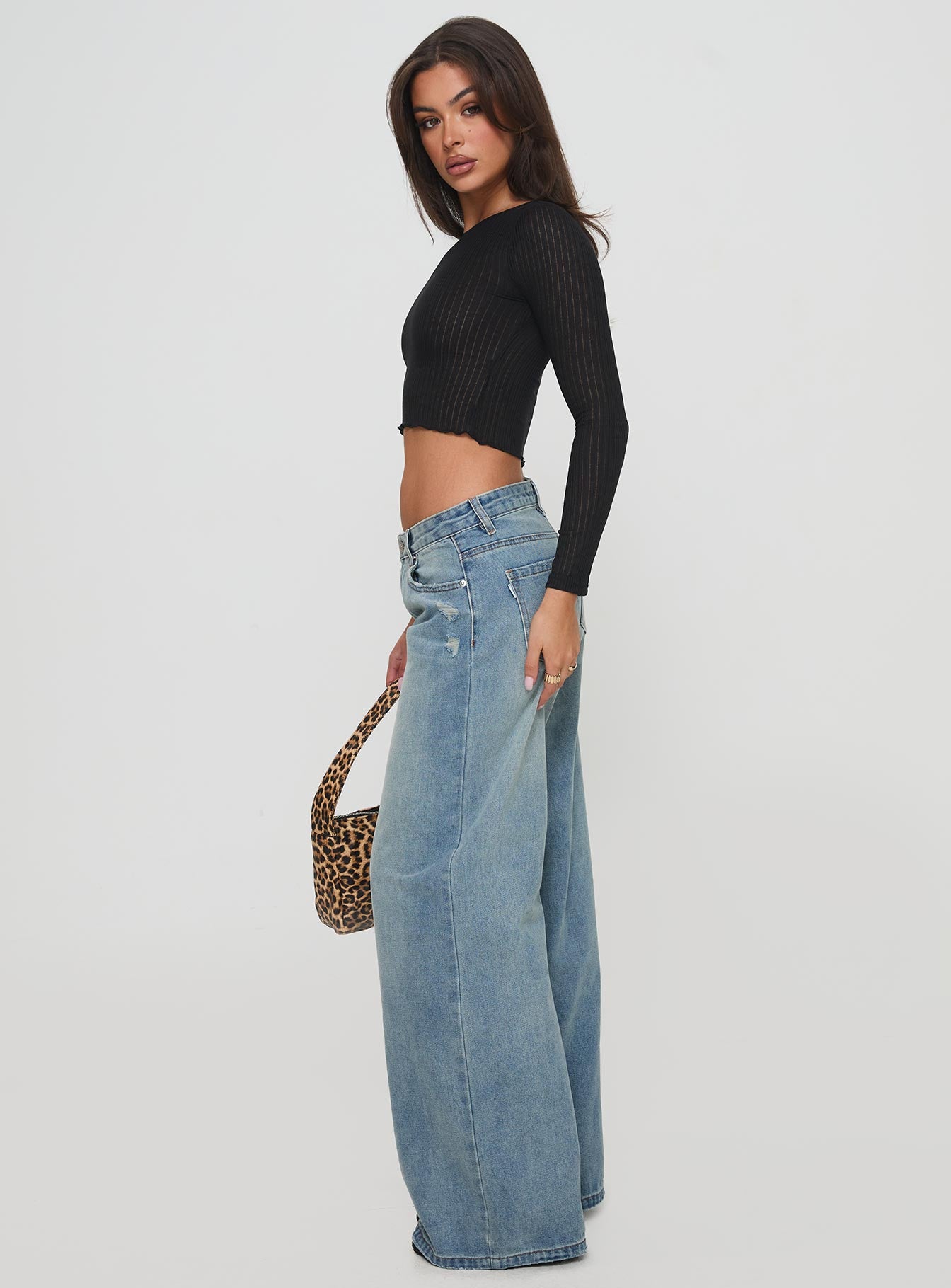 Demie Distressed Detail Wide Leg Jean Light Wash Amazing Pice Cheap Online