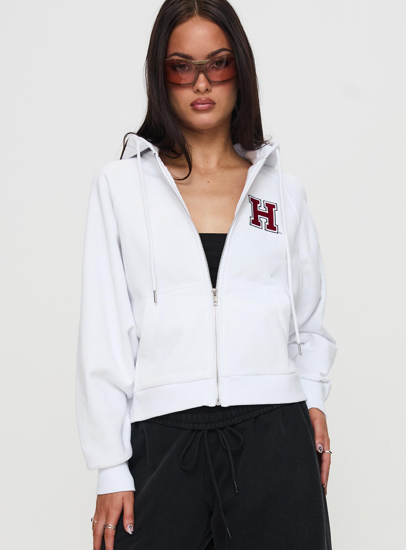 Harvard Raglan Zip Up White / Red Cheap Fashionable