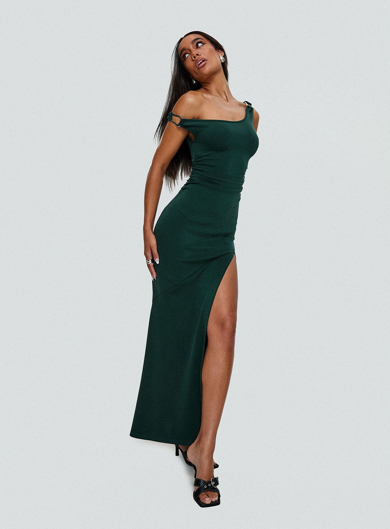 Rios One Shoulder Maxi Dress Green Cheap Pice Wholesale Pice