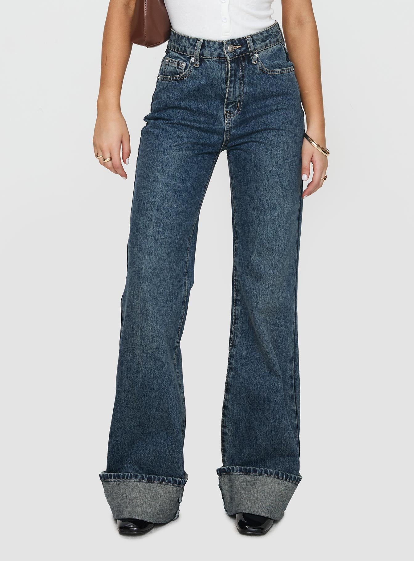 Florida Keys Cuffed Jeans Mid Blue Discount Recommend