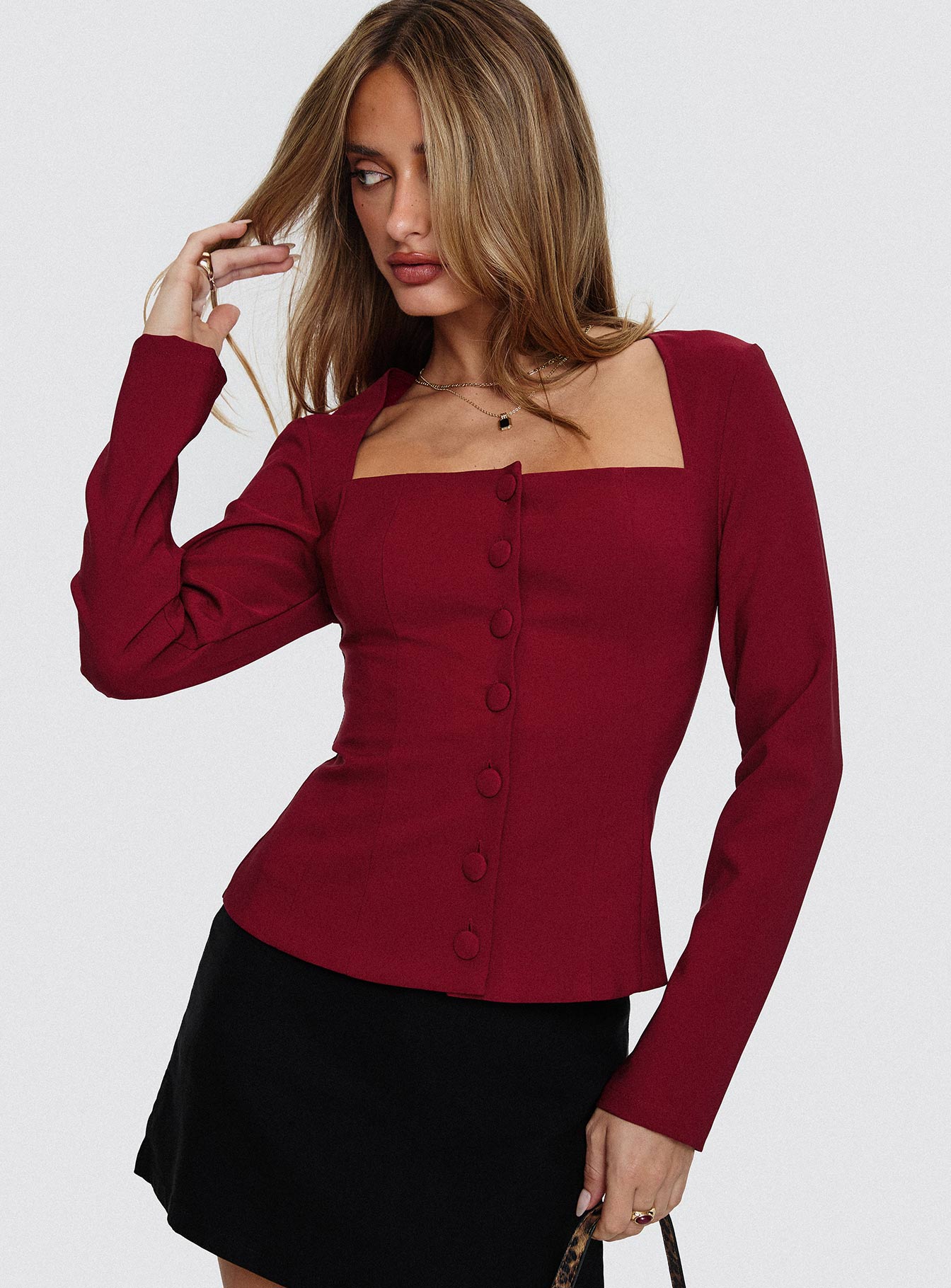 Gaskin Long Sleeve Top Burgundy Sale Best