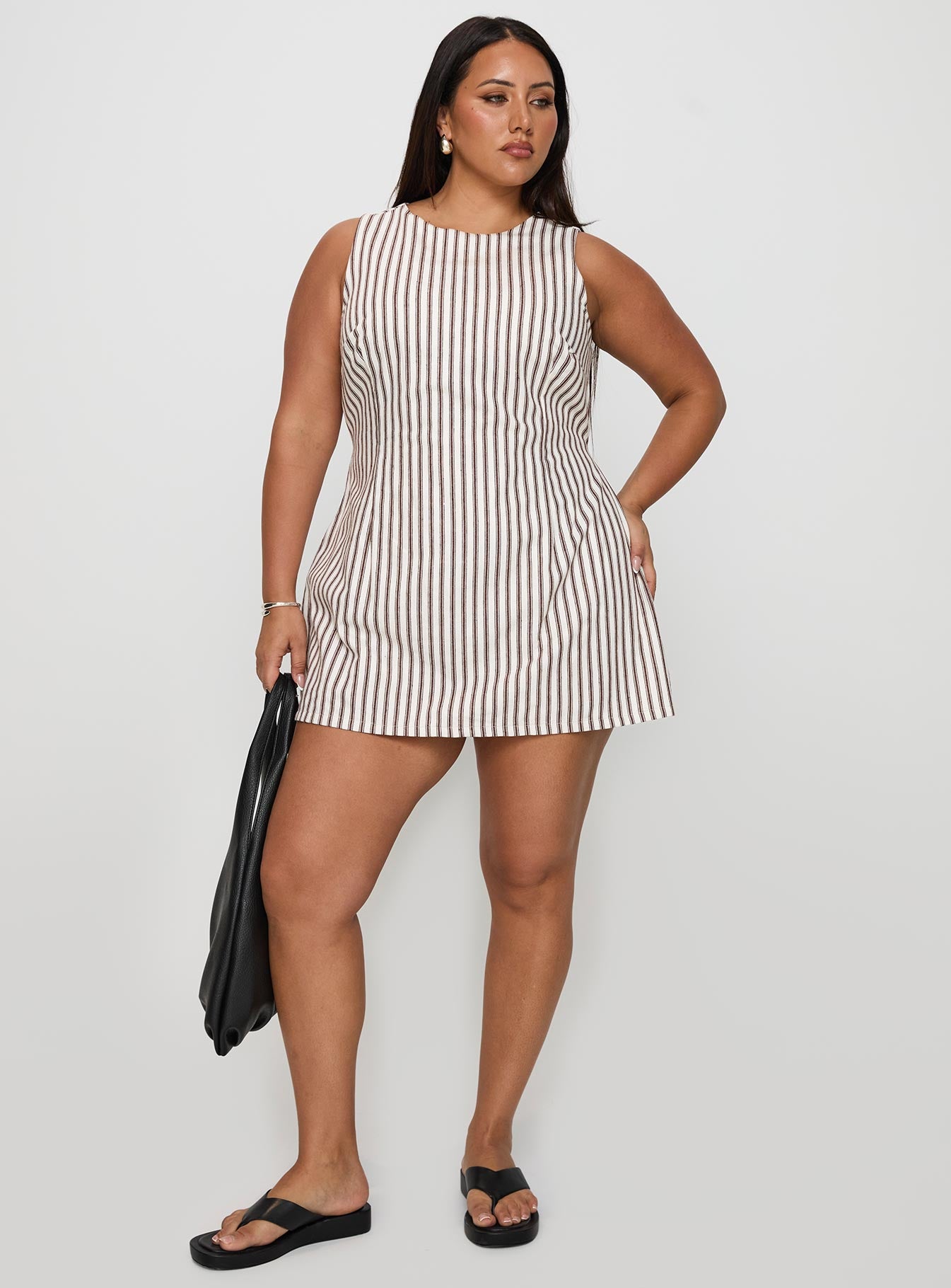 Yumiko Romper Brown Stripe Curve Clearance Factory Outlet