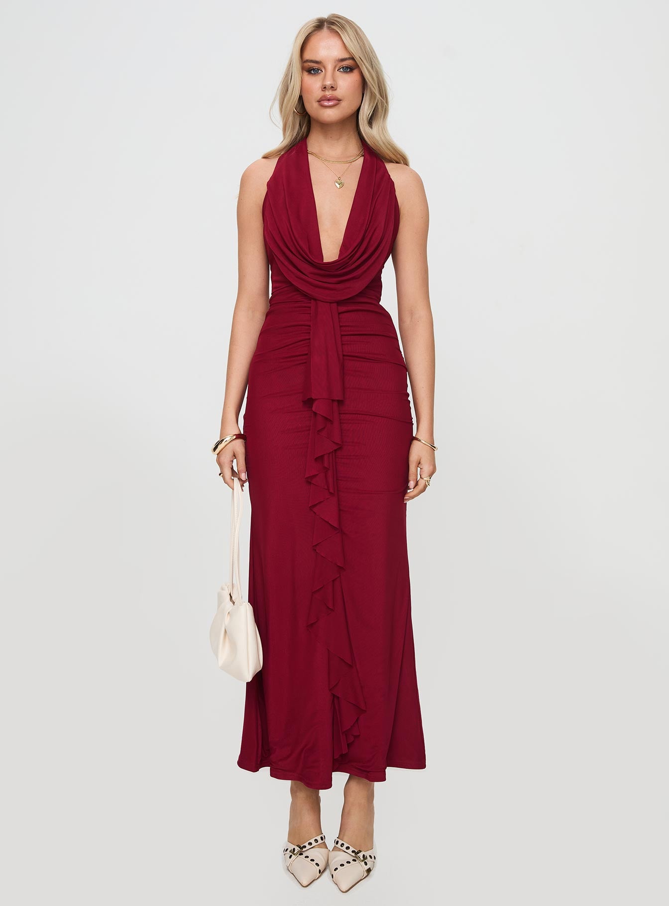 Corzetti Maxi Dress Burgundy Buy Cheap Very Cheap