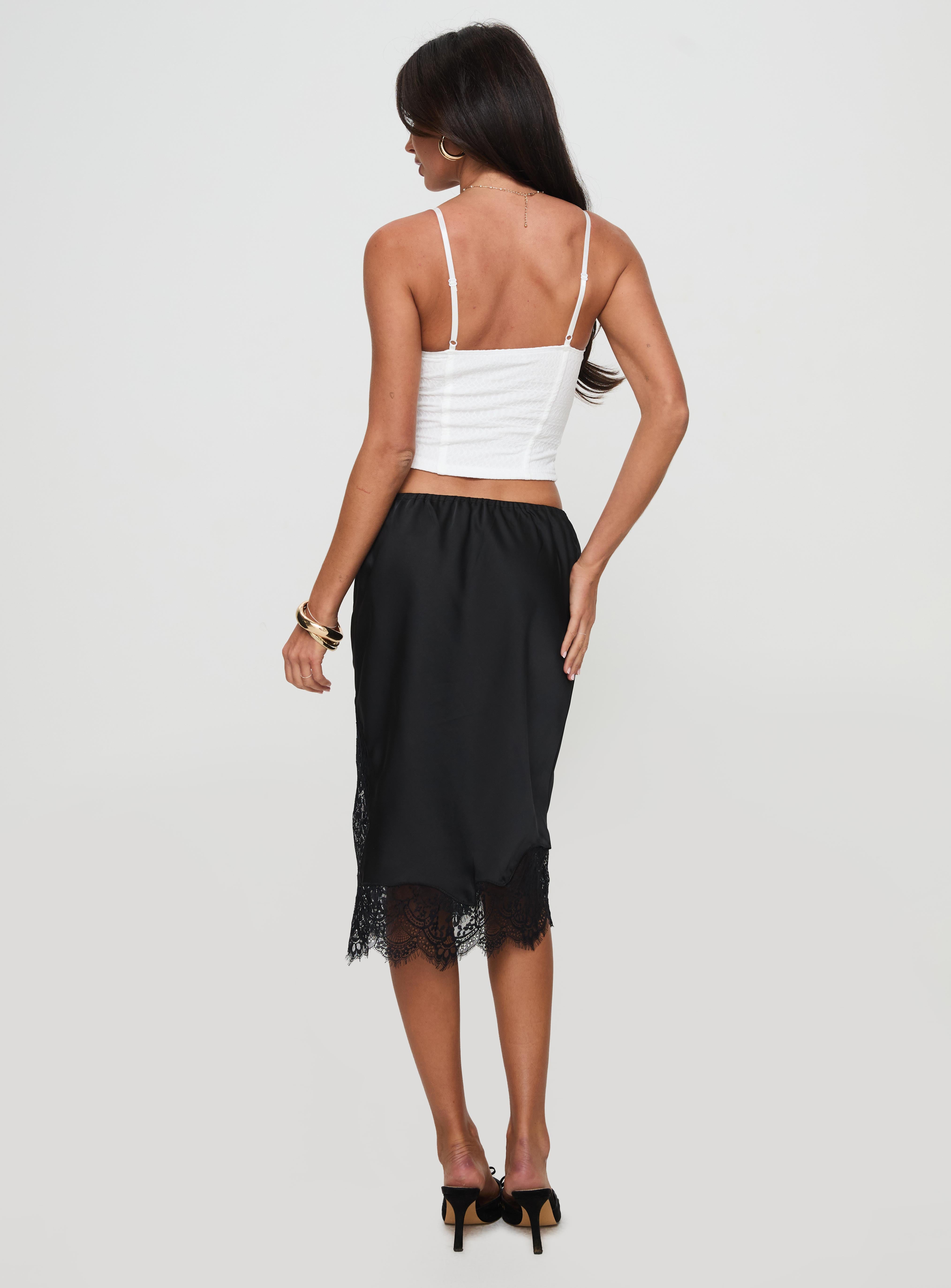 Gervais Satin Midi Skirt Black Cheap Sale The Cheapest