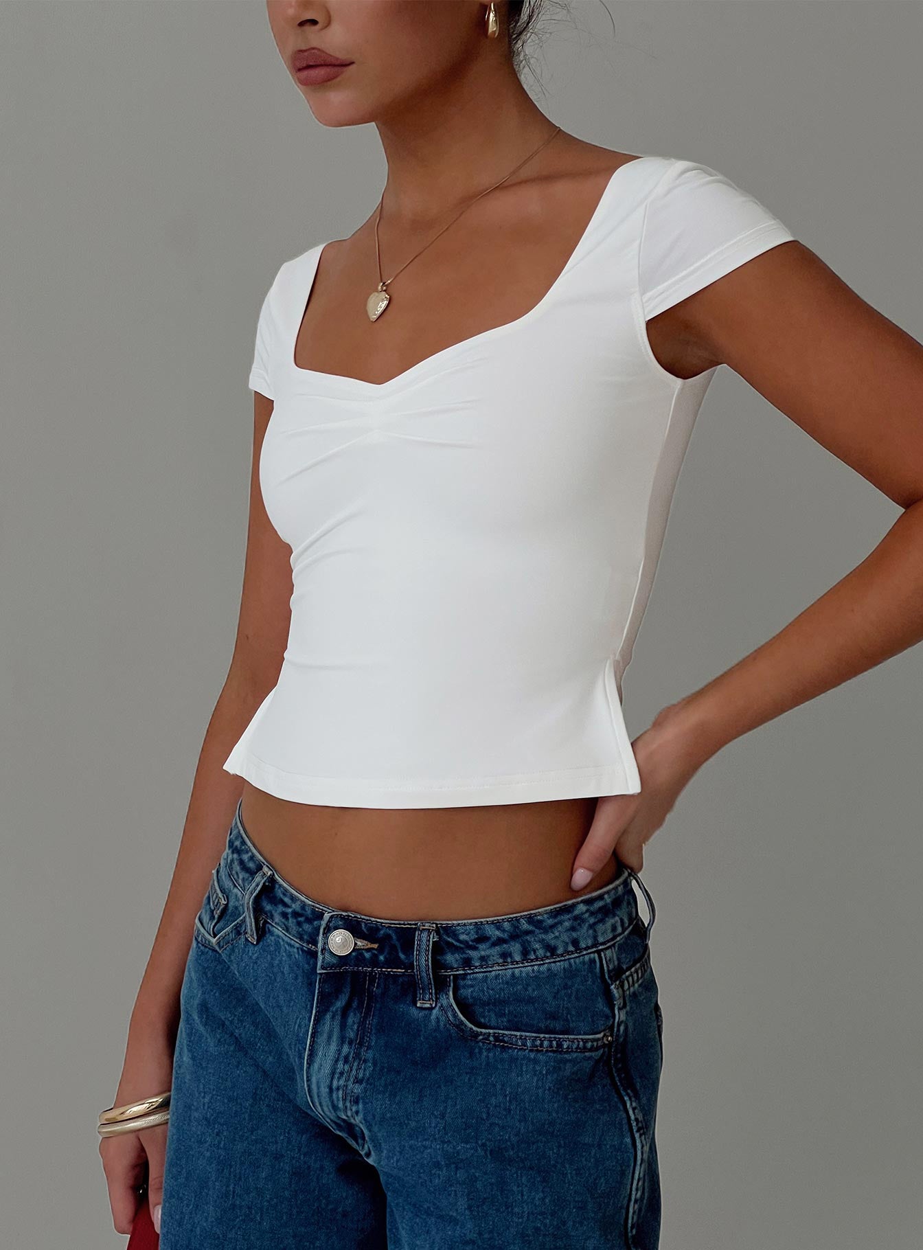 Rehna Short Sleeve Top White Cheap Wholesale