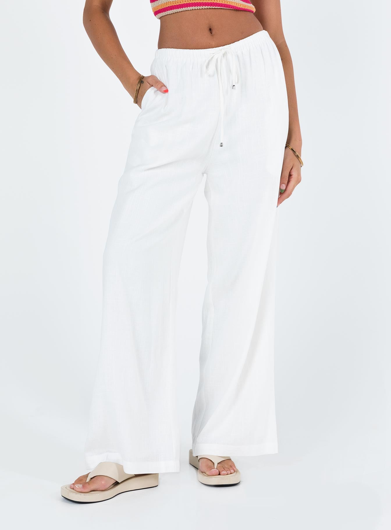 Ogilvie Linen Blend Pants White Petite For Sale Free Shipping