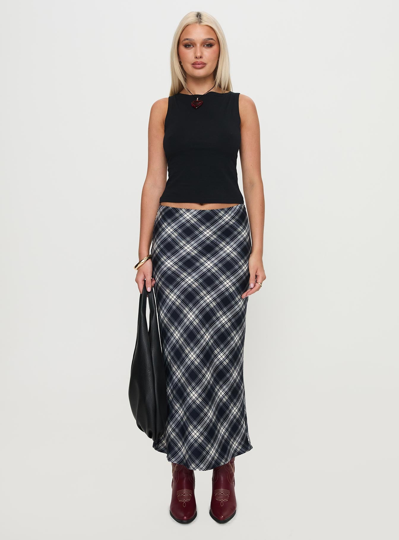 Everlie Low Waist Maxi Skirt Check Multi Latest Cheap Online