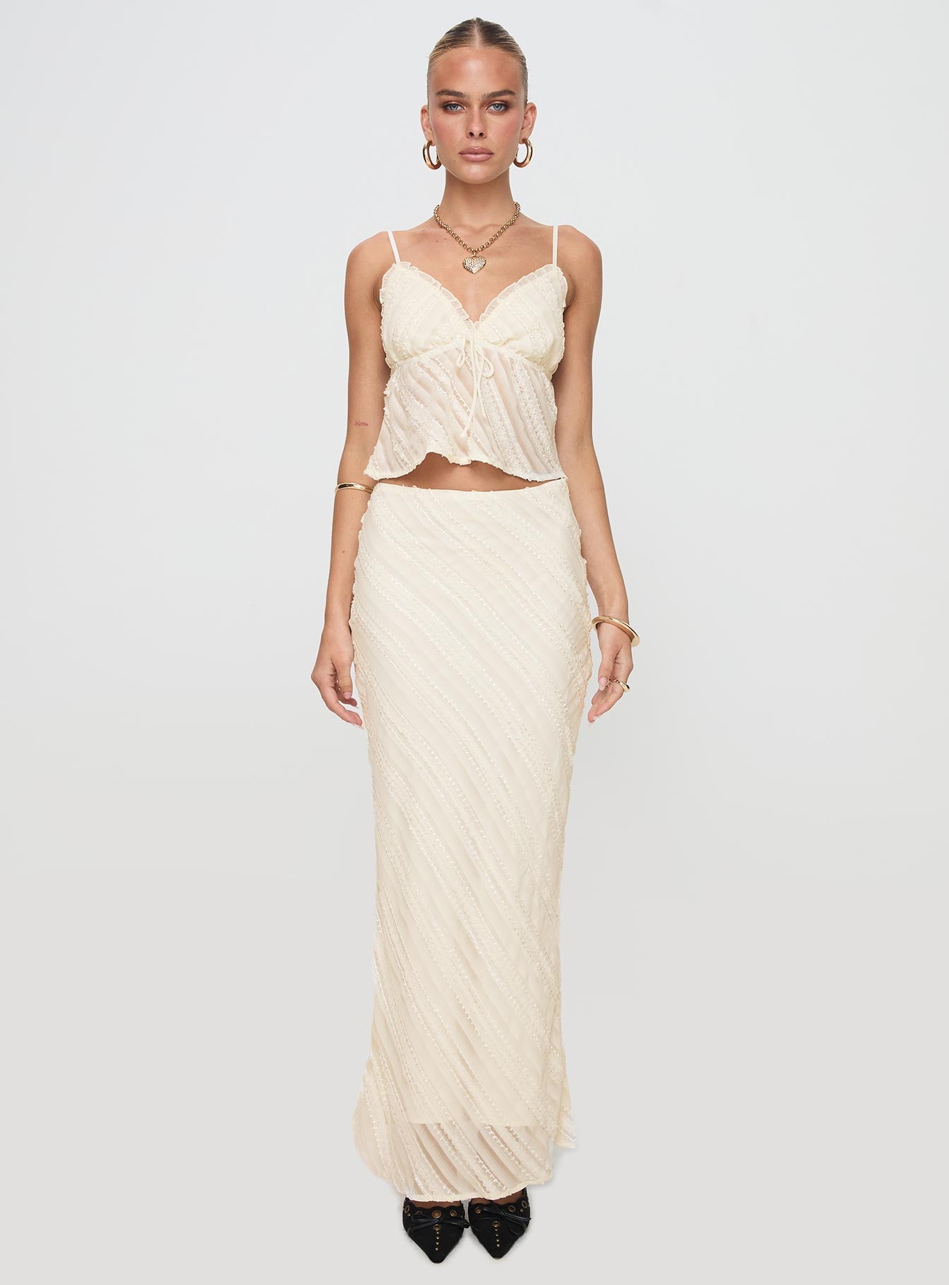 Jacintha Maxi Skirt Cream Buy Cheap Classic