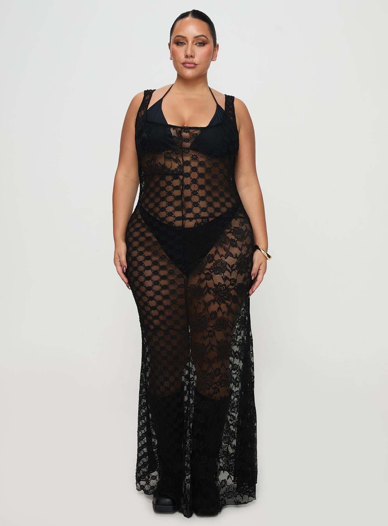 Zhara Lace Dress Black Curve Sale Sast