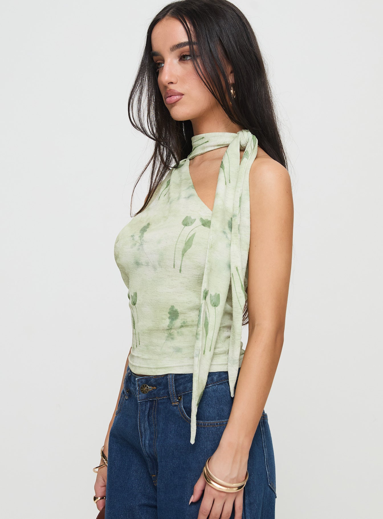 Anderstone Neck Tie Top Green Clearance With Mastercard