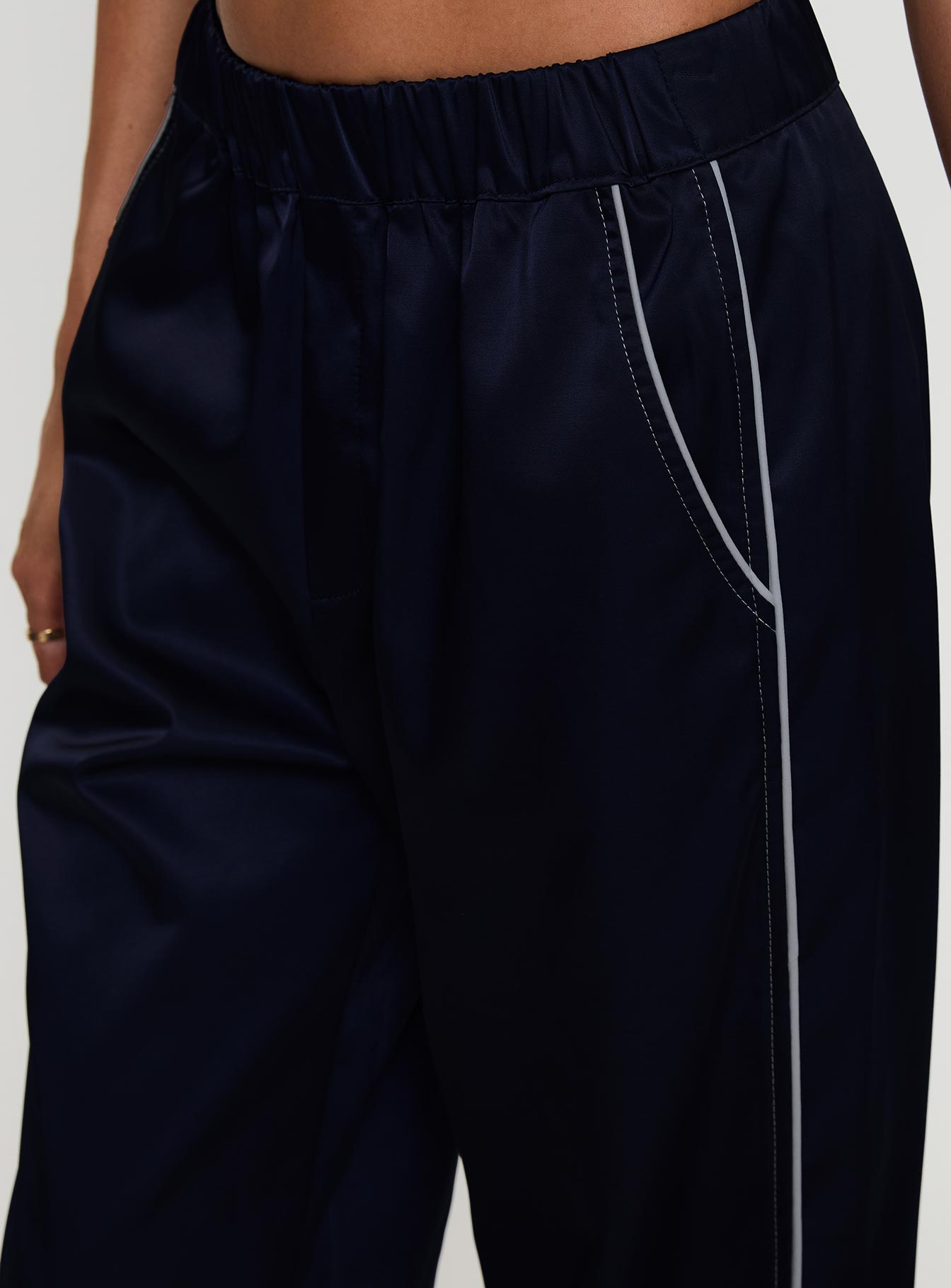 Travalta Satin Track Pant Navy Marketable Sale Online