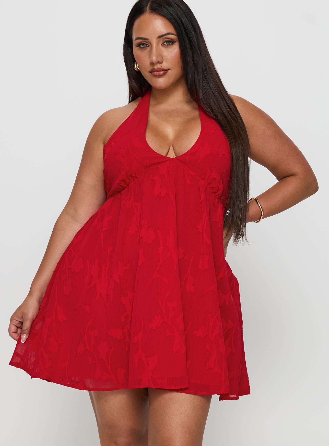 Moriah Halter Mini Dress Red Curve Free Shipping Original