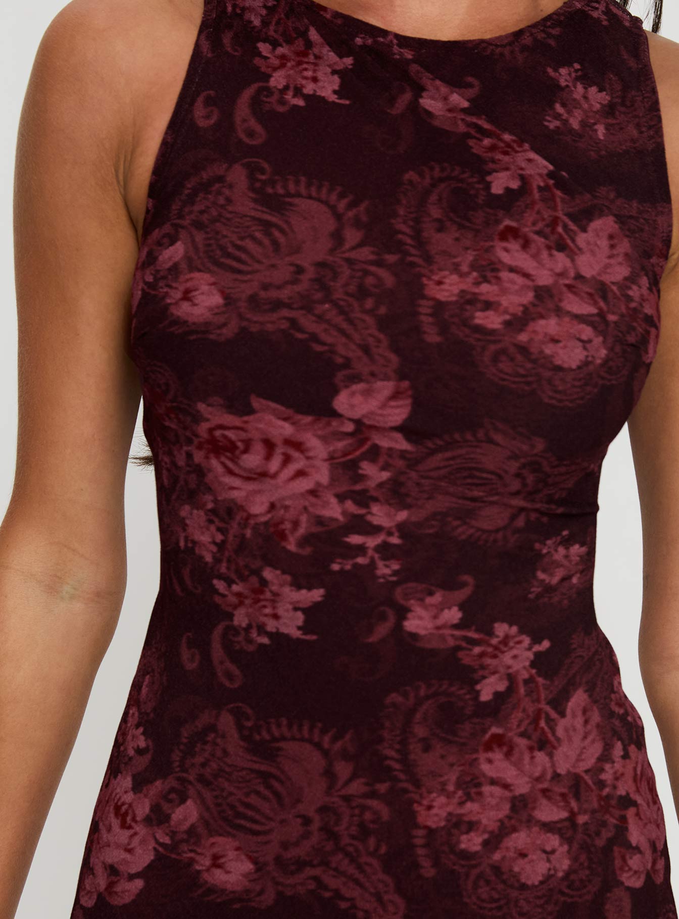 Vivre Mini Dress Burgundy Paisley Clearance Low Shipping