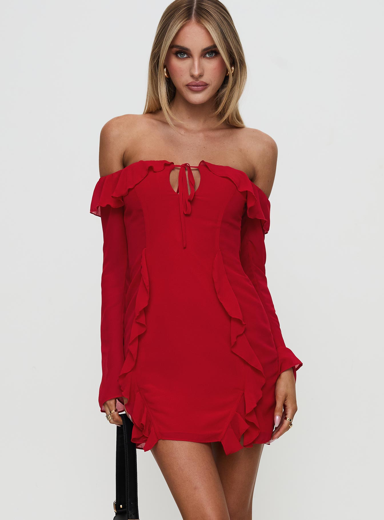 Mollins Long Sleeve Mini Dress Red Sale Lowest Pice