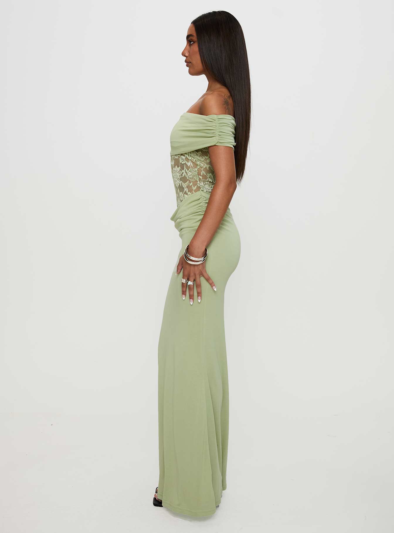 Gwendolen Off The Shoulder Maxi Dress Green Clearance Best Store To Get