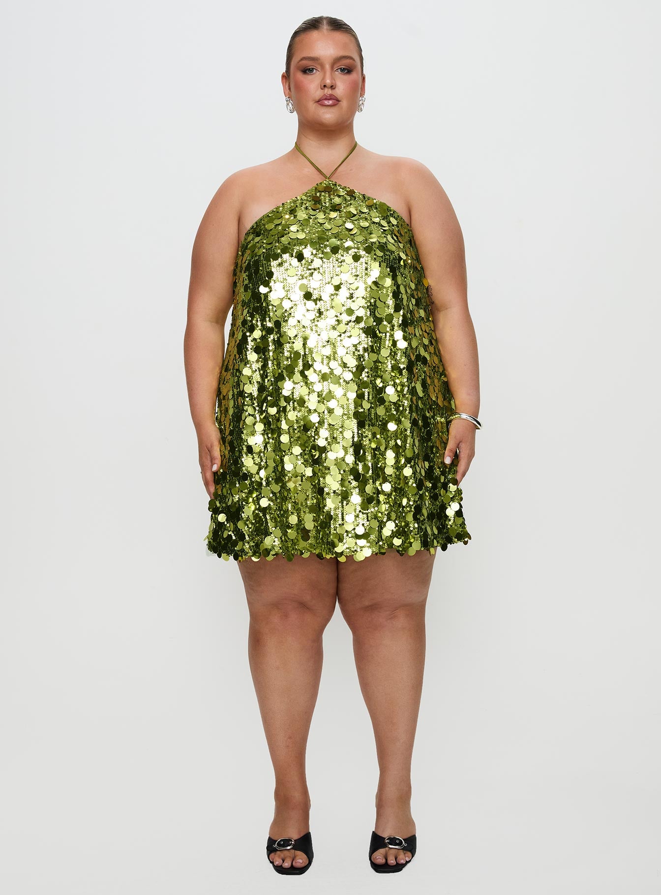 Fluorescents Halter Mini Dress Green Curve Official Site