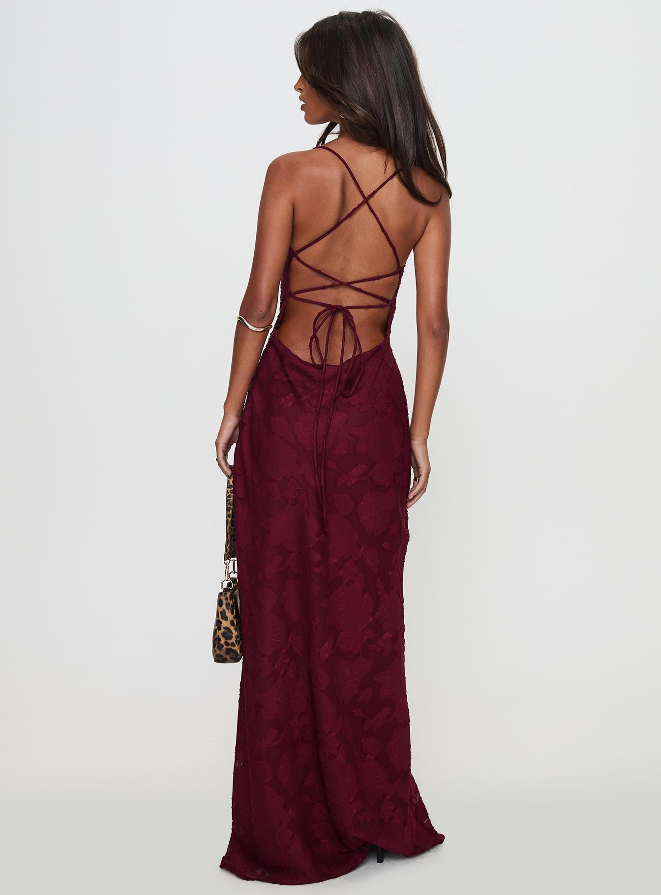 Celena Maxi Dress Burgundy Burnout Cheap Free Shipping