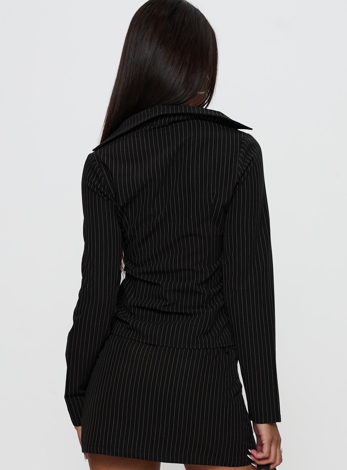 Feminique Tie Up Long Sleeve Top Black Stripe With Mastercard Cheap Online