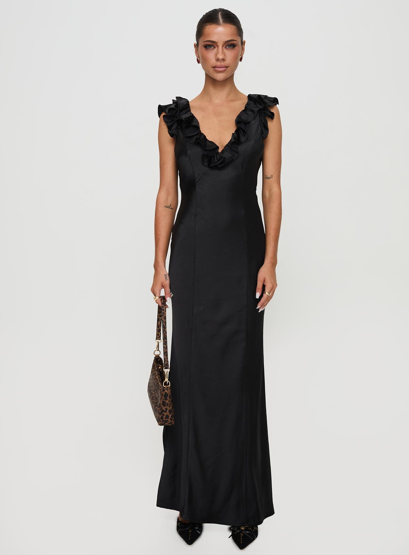 Butacup Frill Maxi Dress Black Outlet For Sale