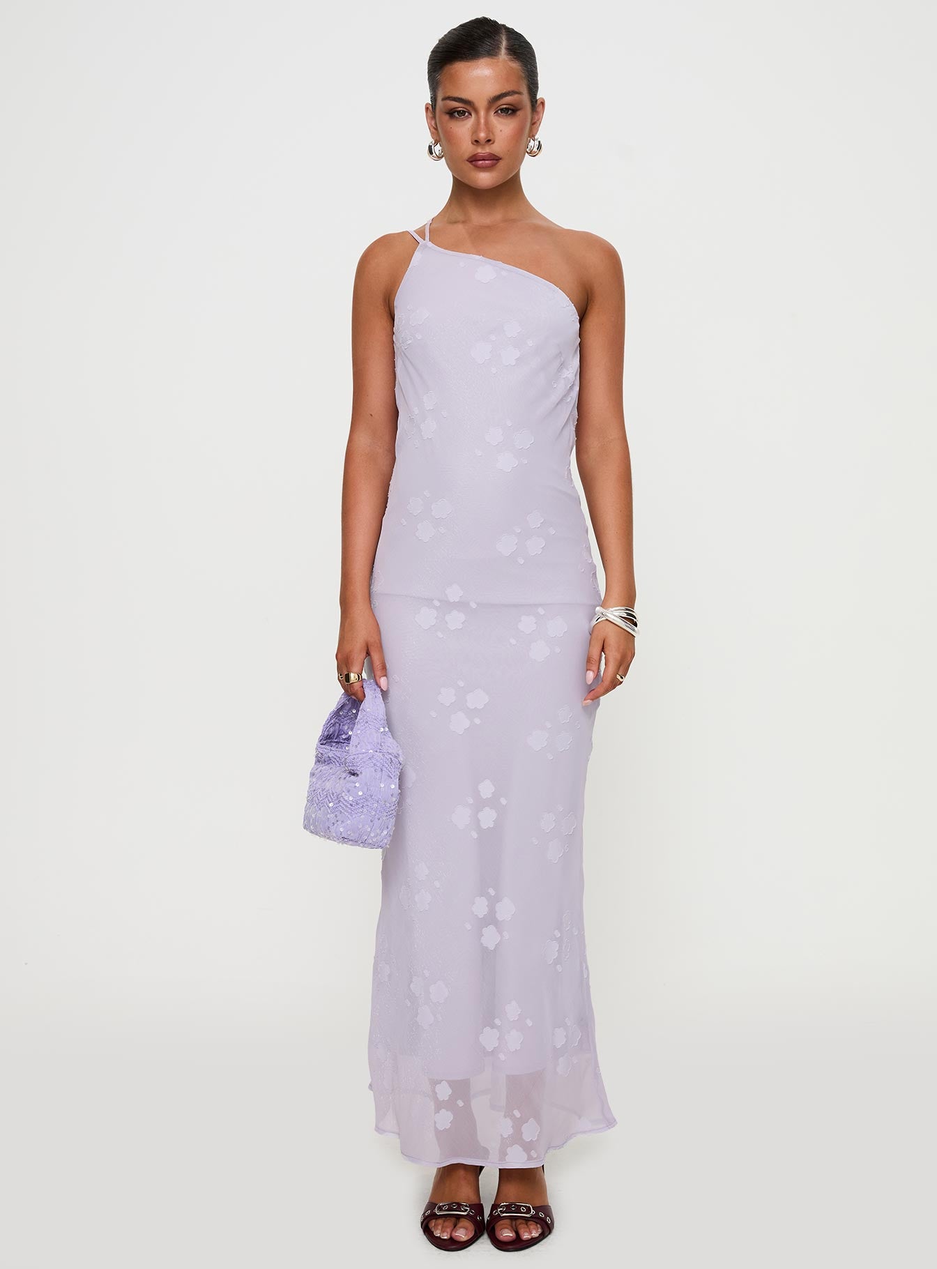 Jazmira One Shoulder Maxi Dress Lilac Fashion Style For Sale