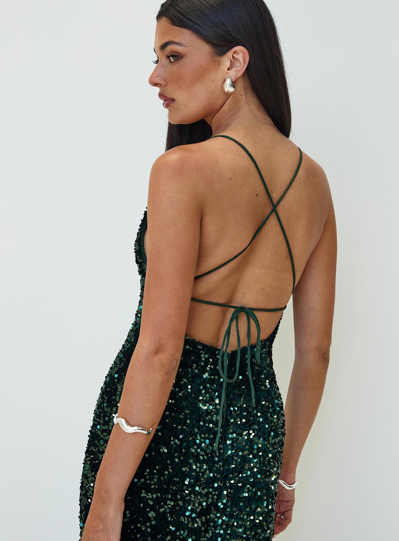 Charlette Sparkle Maxi Dress Dark Green For Sale Free Shipping