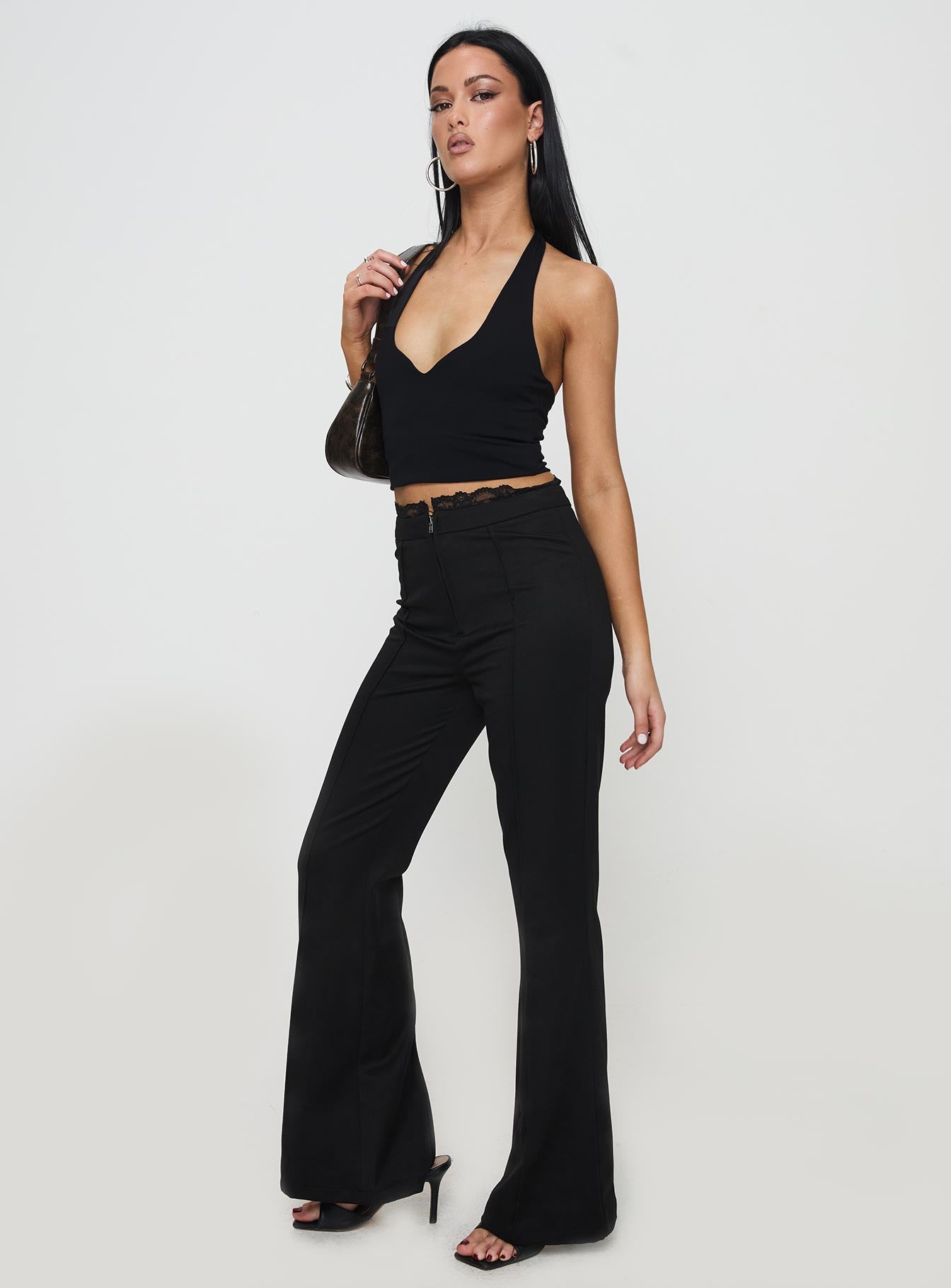 Stellina Slim Fit Flared Pants Black Sale Footlocker Pictures