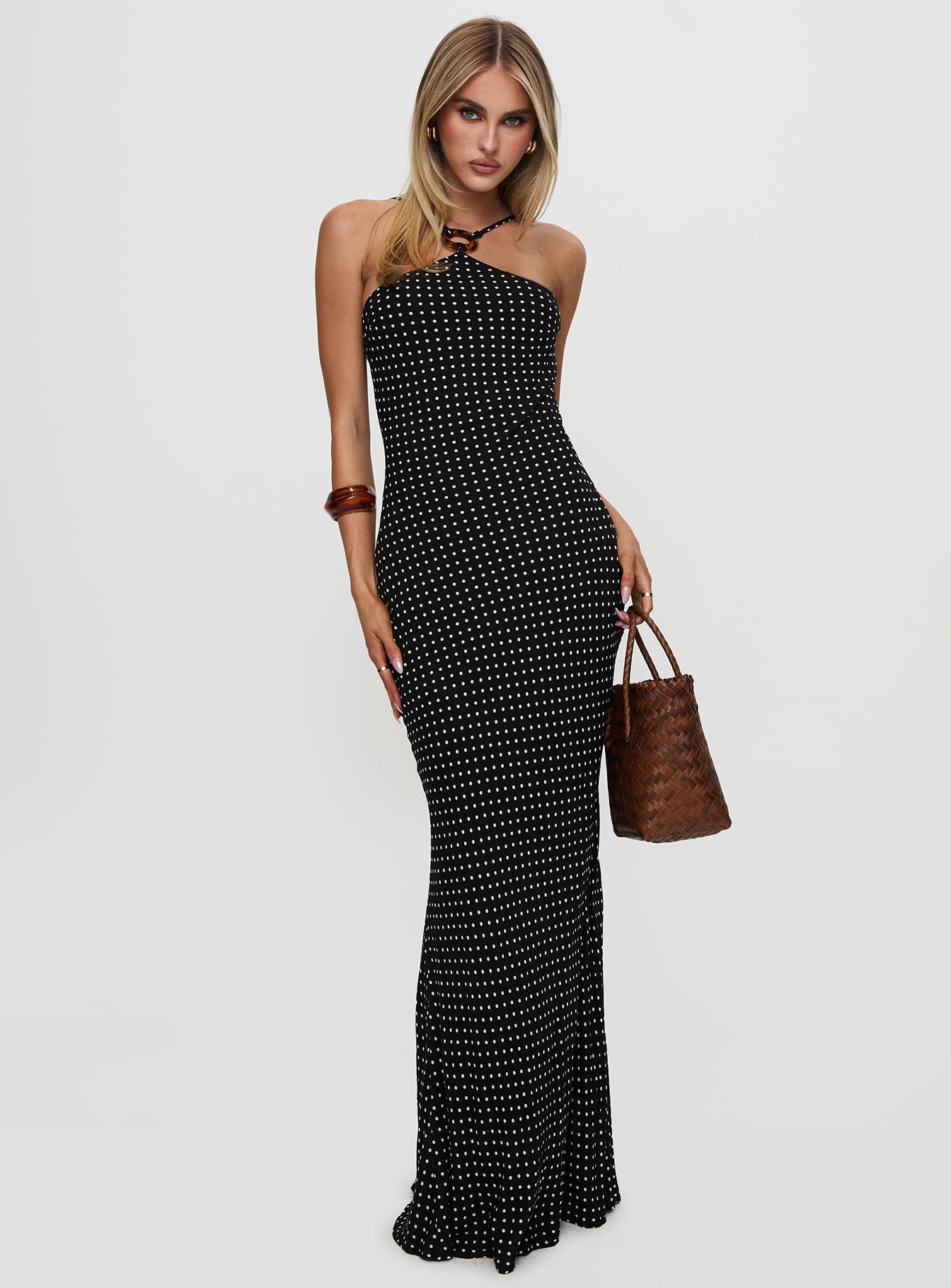 Evyn Halter Maxi Dress Polka Dot Latest Collections Online