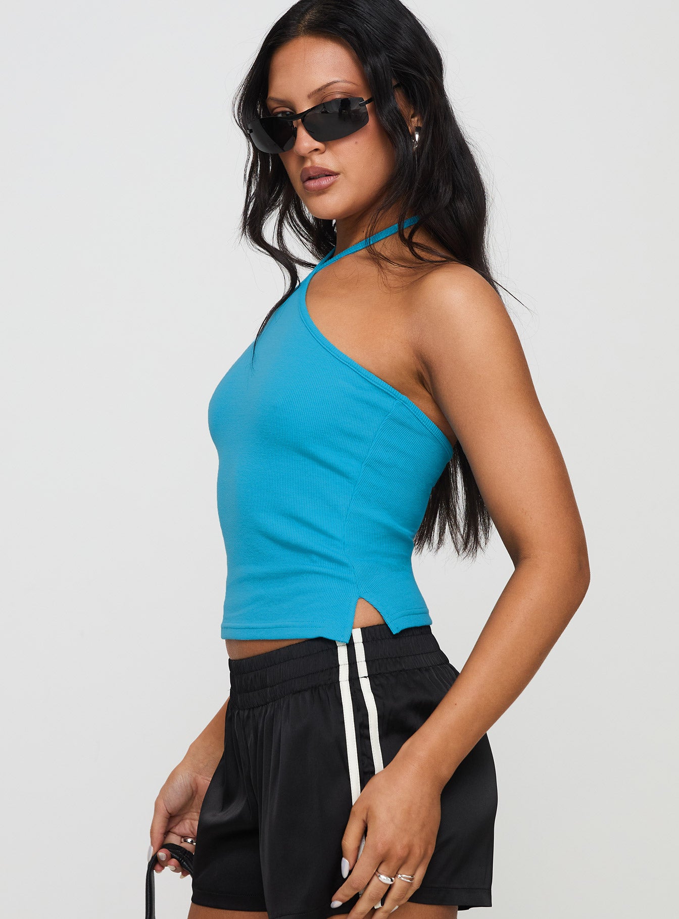 Baseline Halter Rib Top Blue 2025 Cheap Pice