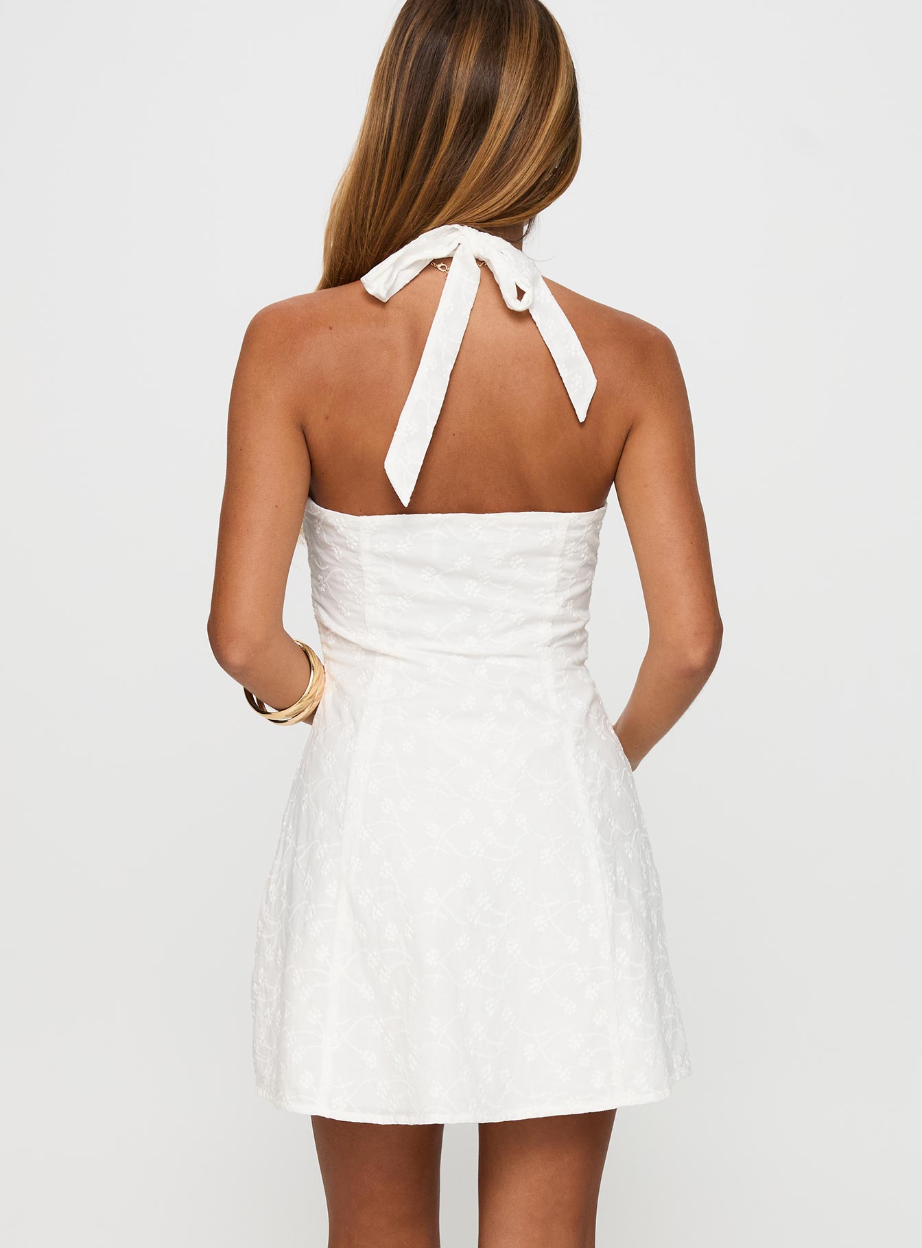 Lovelia Halter Embroidered Mini Dress White Pices Cheap Online