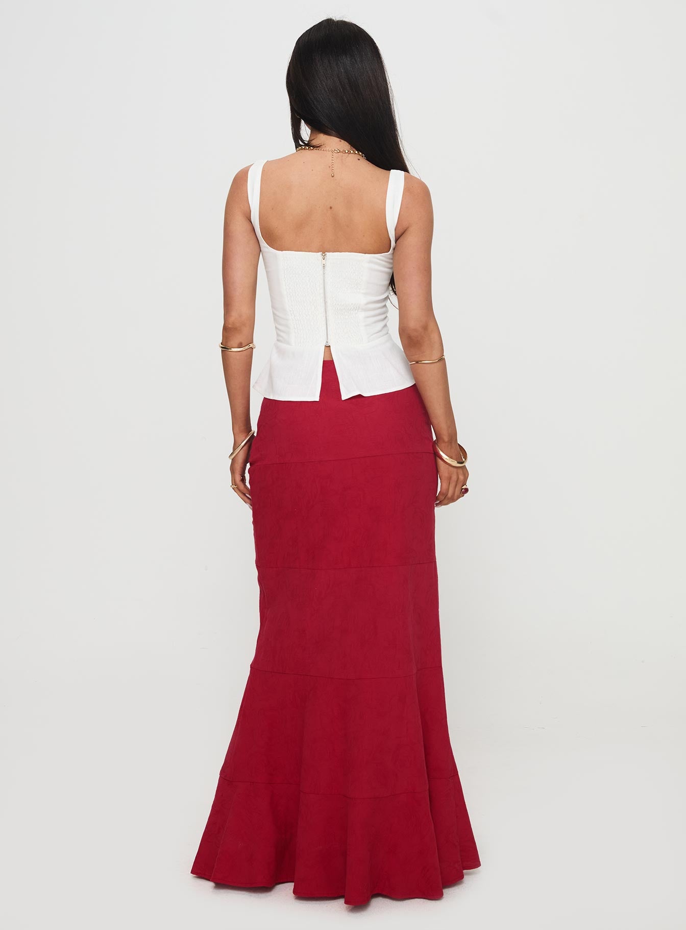 Raven Mid Rise Maxi Skirt Red Clearance Online Fake