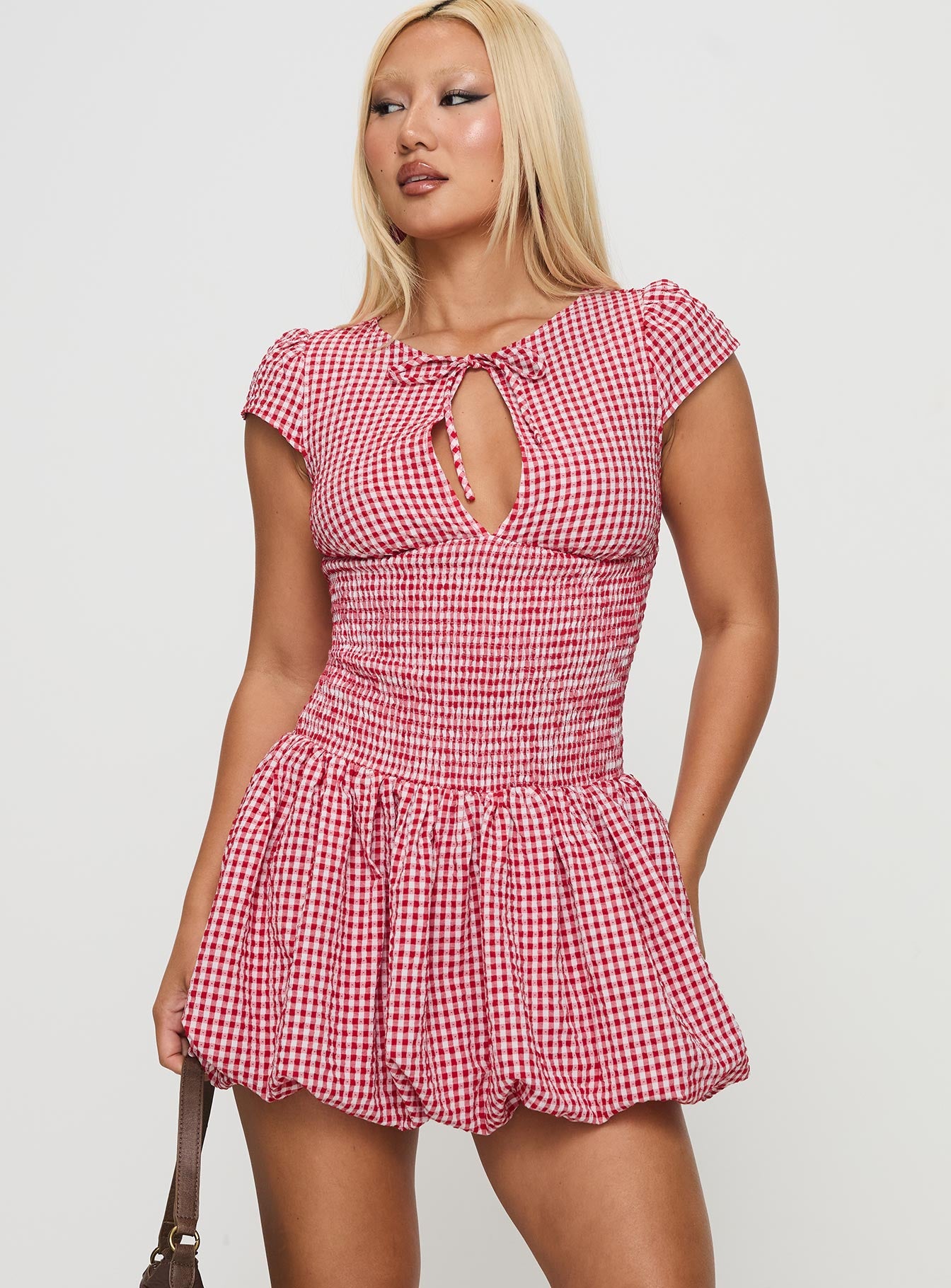 Ladybug Gingham Mini Dress Red Discount Online Online