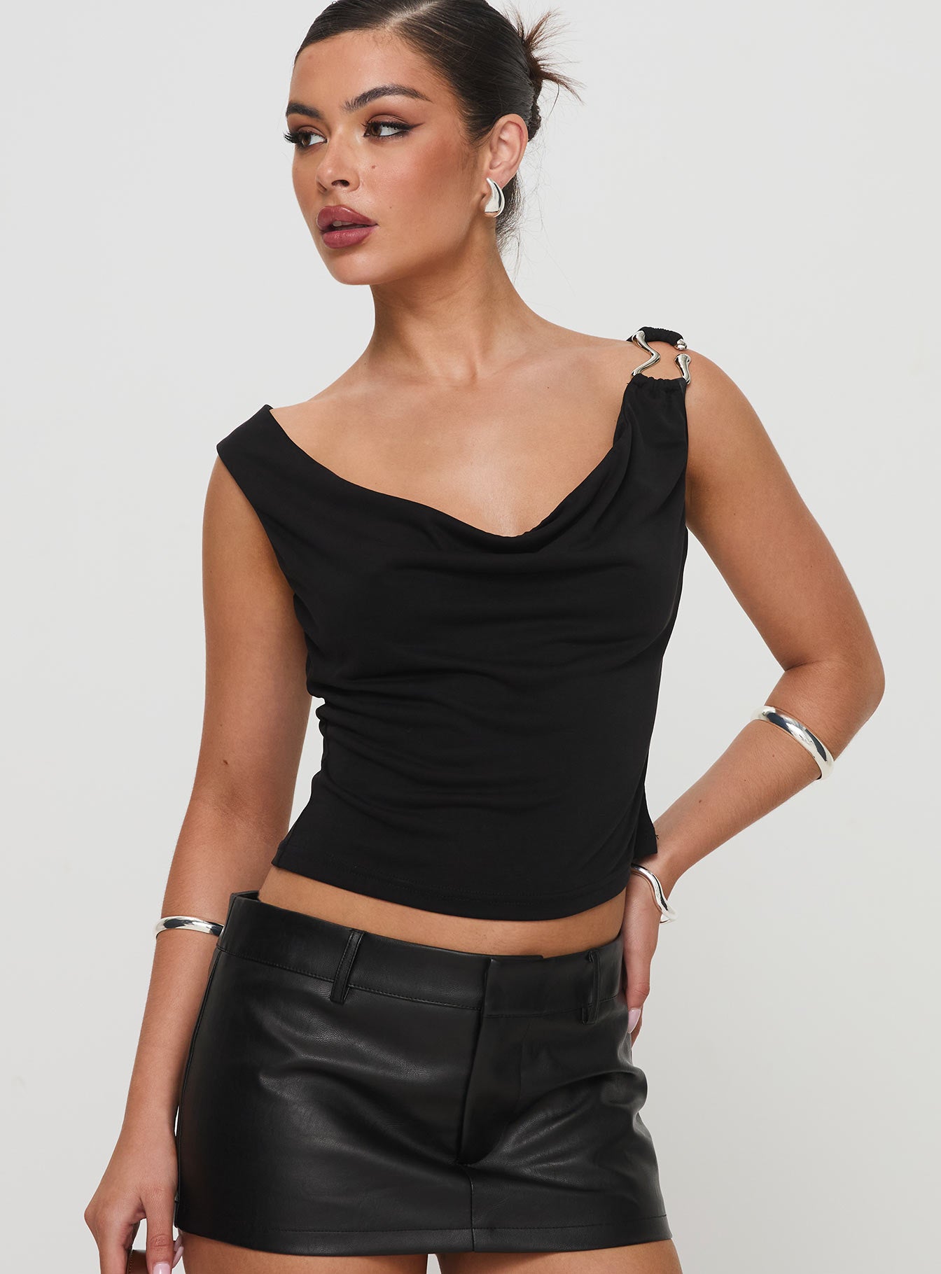 Quincey Cowl Neck Top Black Shop Offer Cheap Online