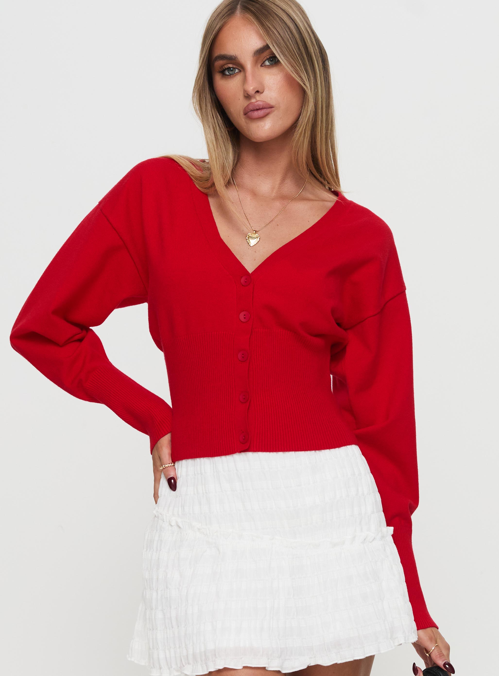 Wistfully Knit Cardigan Red Cheap The Cheapest