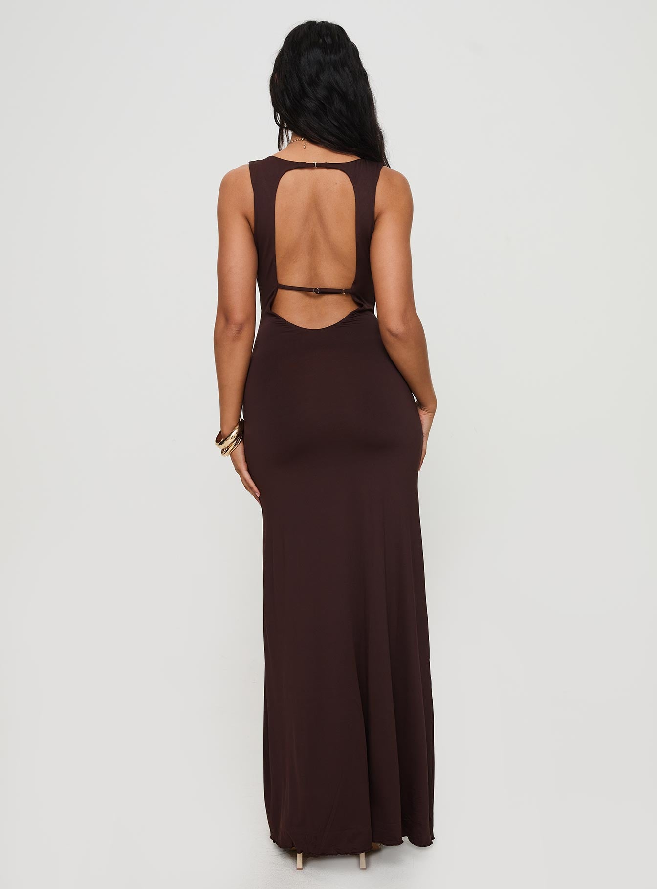 Frederica Plunge Maxi Dress Chocolate Sale Online Cheap