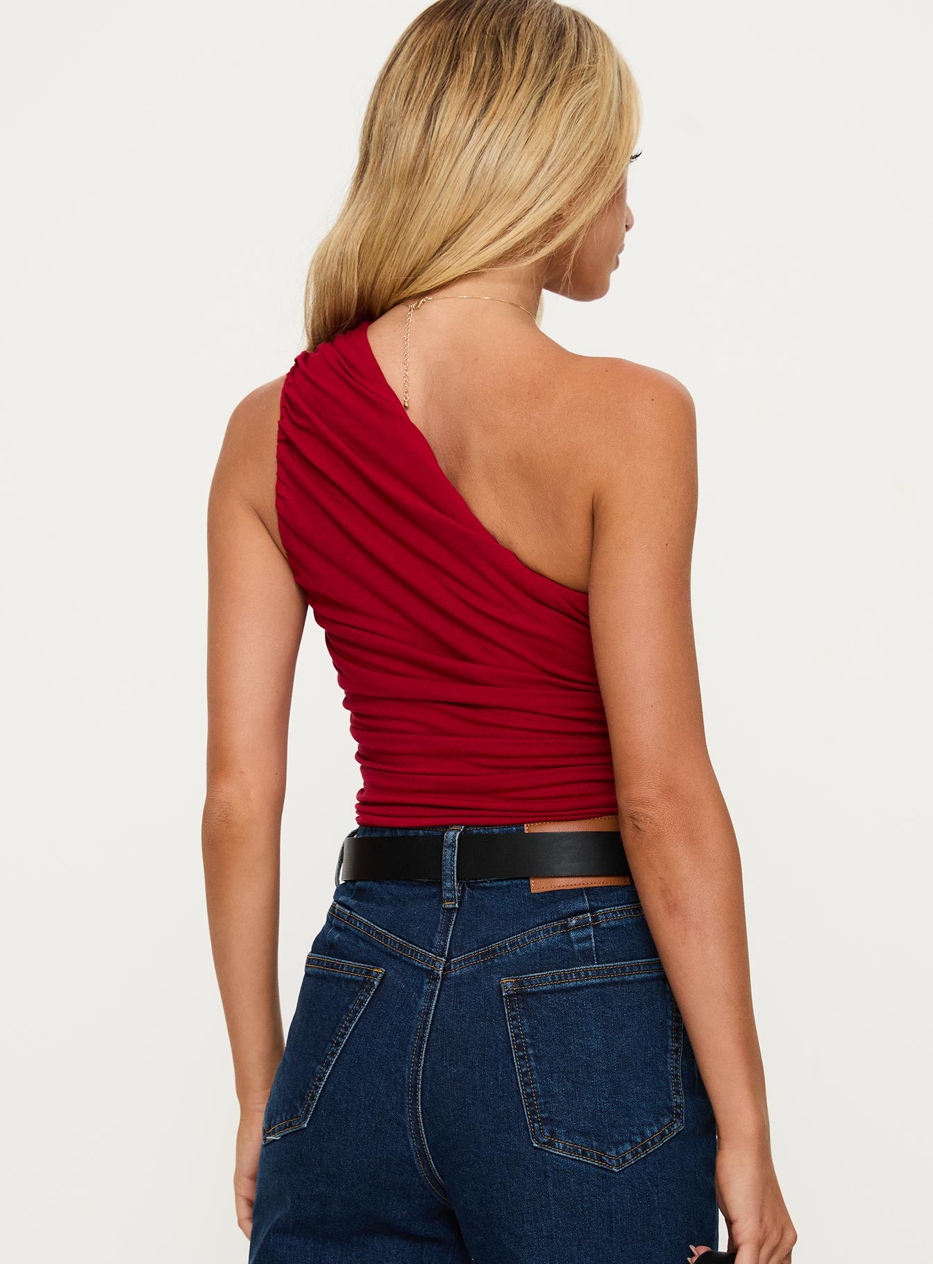 Heston Asymmetrical Ruched Bodysuit Red Footlocker Pictures Sale Online