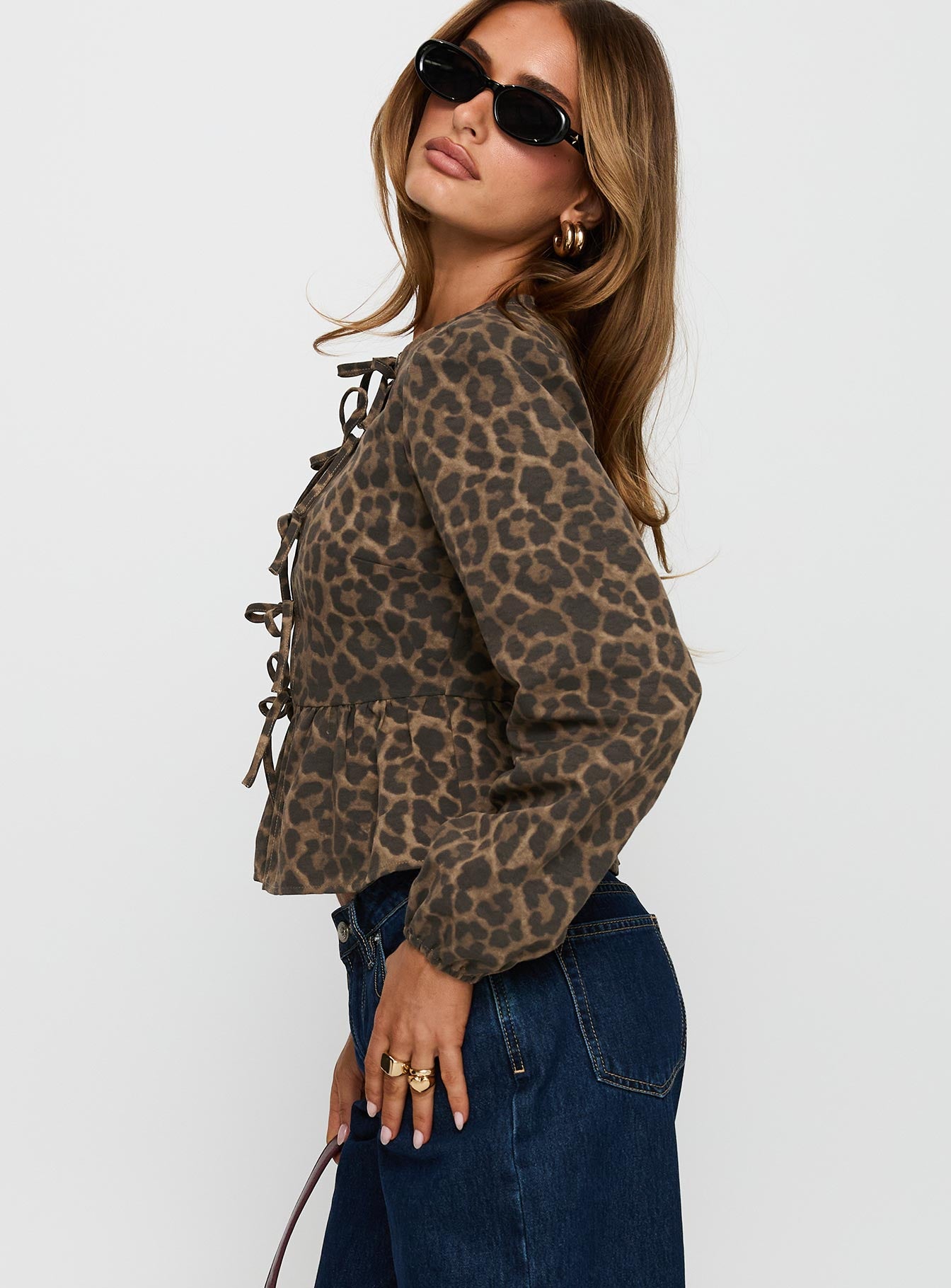 Recognize Tie Detail Long Sleeve Top Leopard Buy Cheap Explore